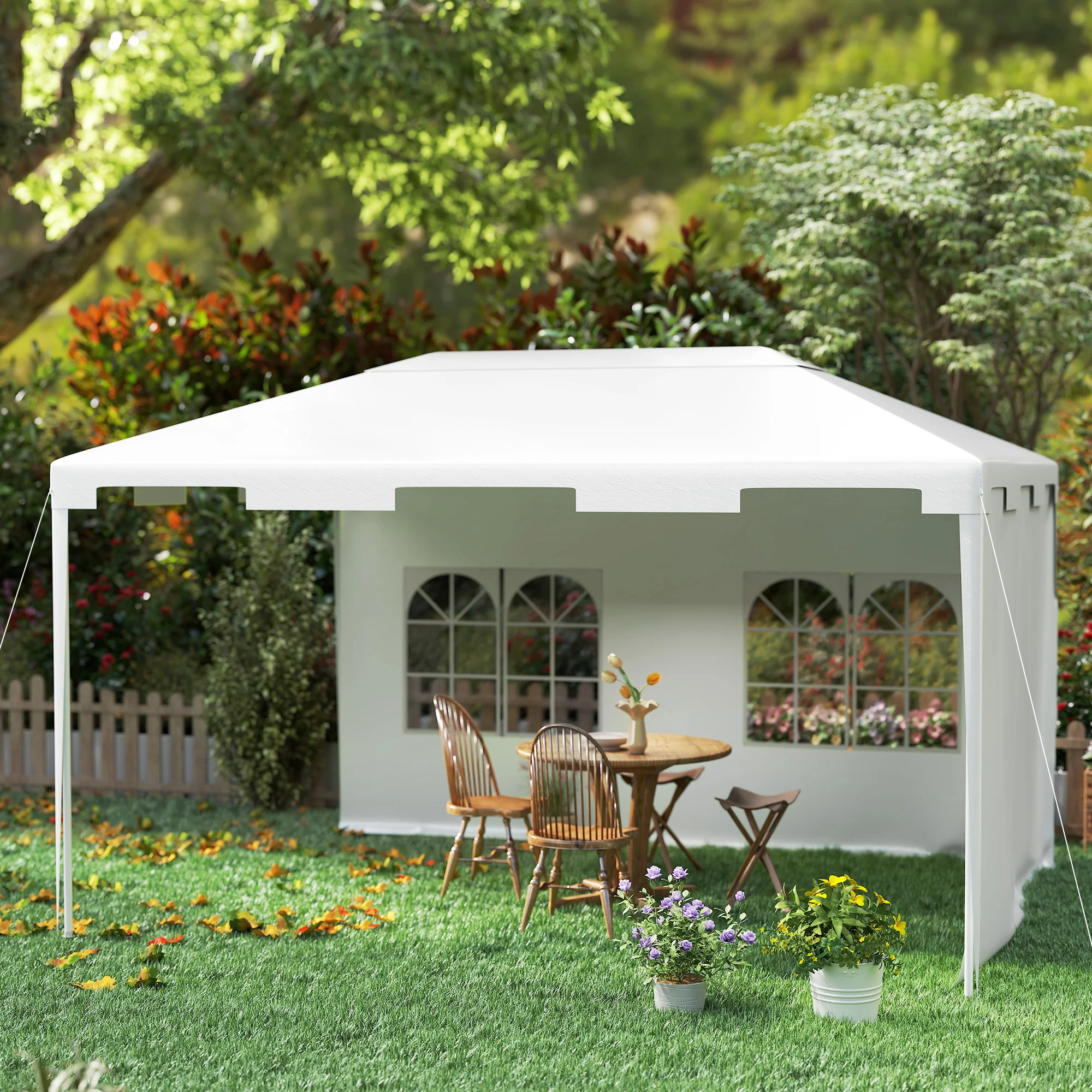 Outsunny Carpa De Jardín 4x3 M Con 2 Laterales 2 Ventanas Anti-uv Blanco - Image 4