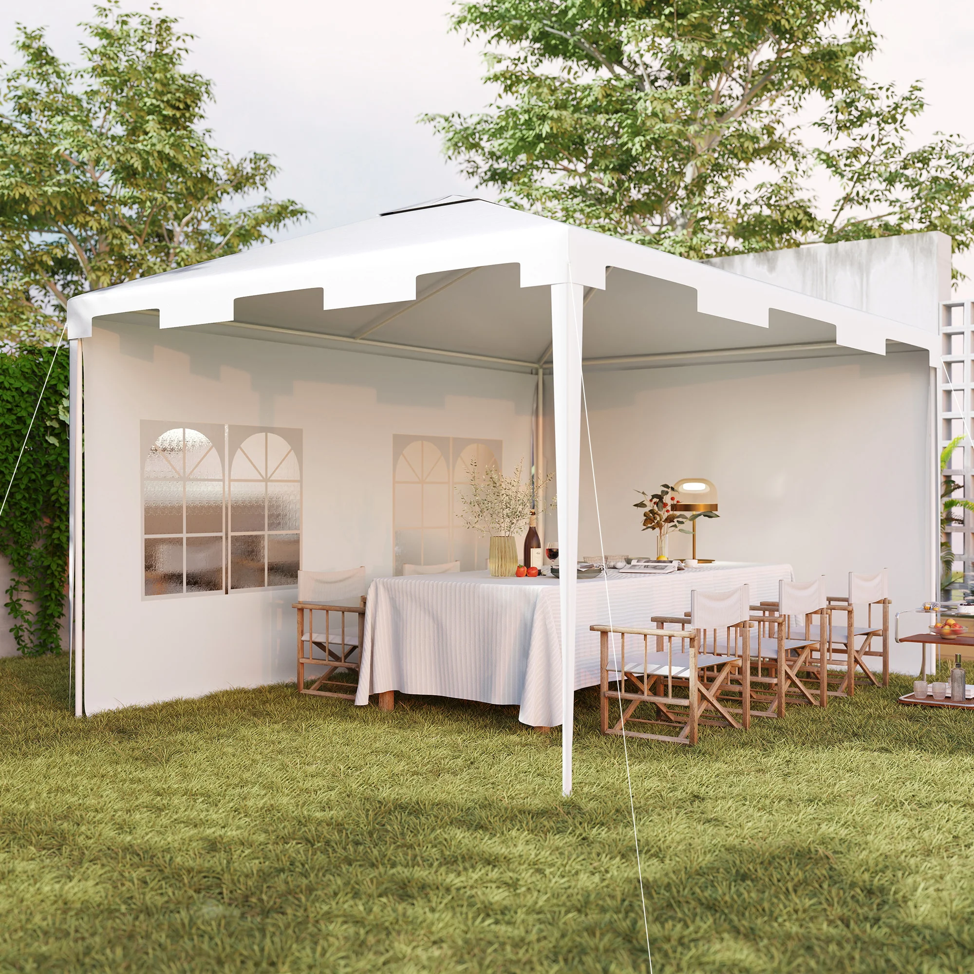 Outsunny Carpa De Jardín 4x3 M Con 2 Laterales 2 Ventanas Anti-uv Blanco - Image 5