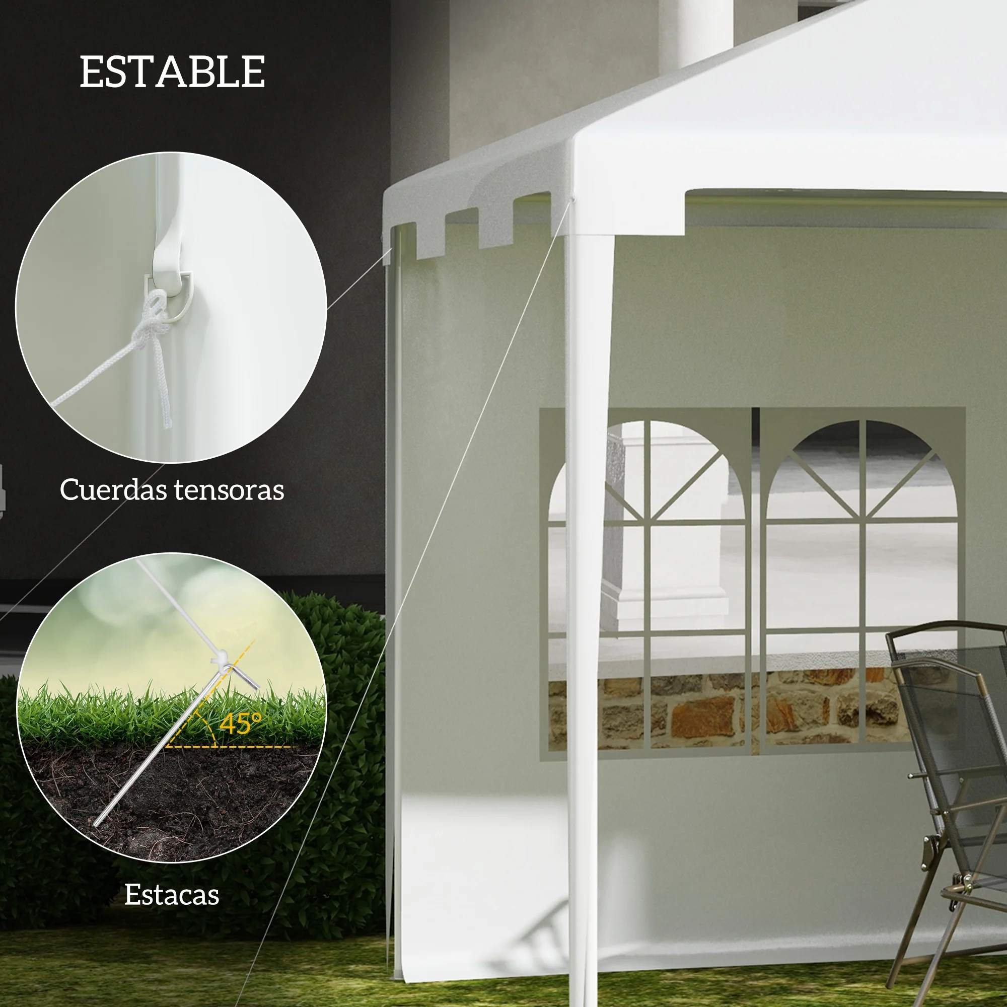 Outsunny Carpa De Jardín 4x3 M Con 2 Laterales 2 Ventanas Anti-uv Blanco - Image 6