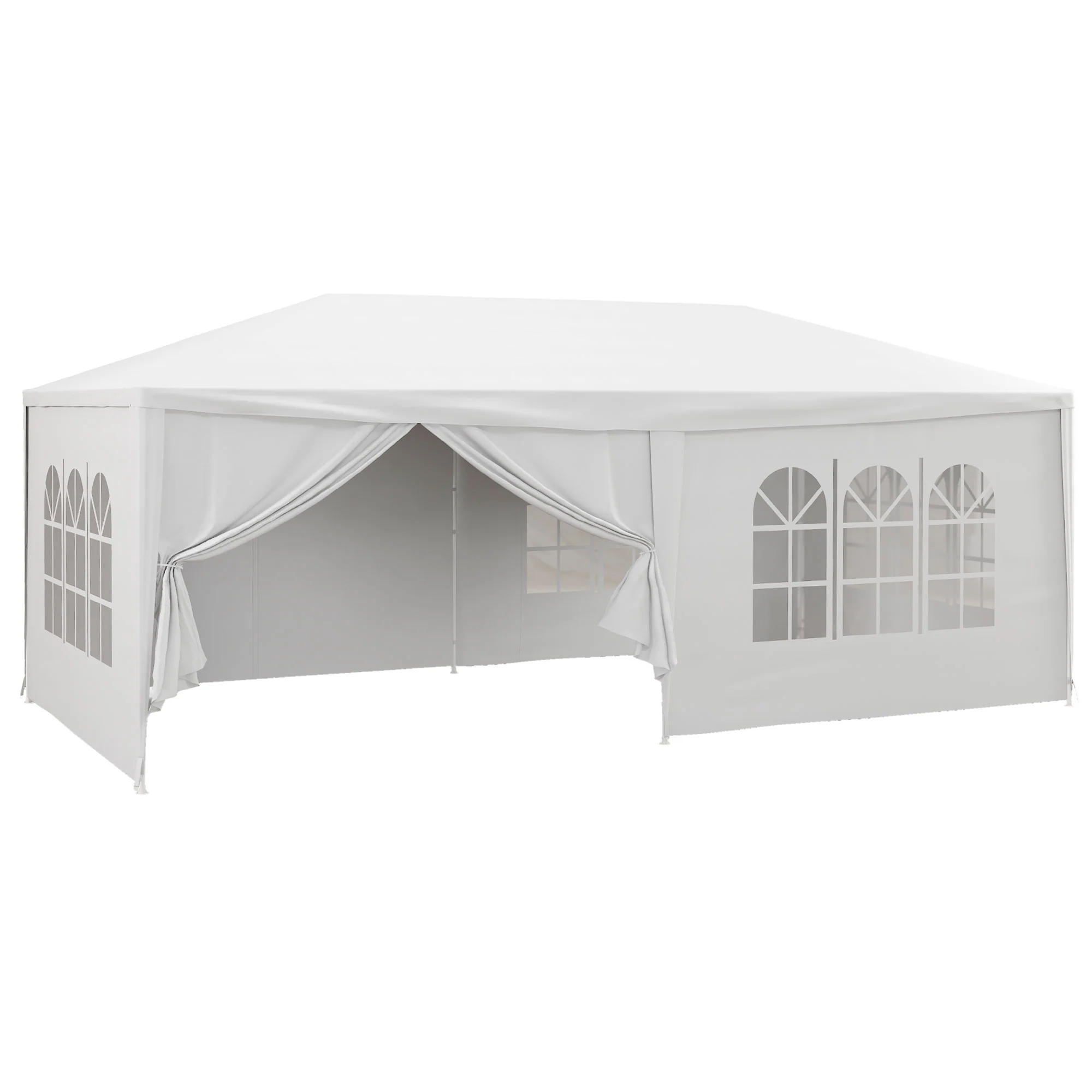 Outsunny Carpa De Jardín 6x3 M Con 4 Ventanas 2 Puertas Con Cremallera Blanco