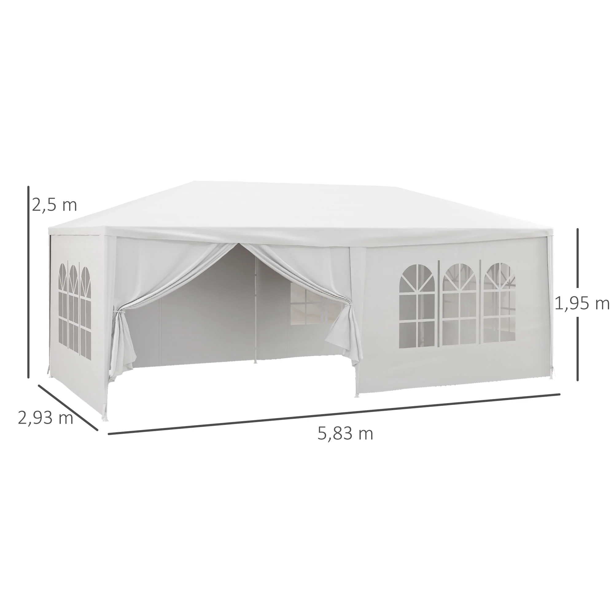 Outsunny Carpa De Jardín 6x3 M Con 4 Ventanas 2 Puertas Con Cremallera Blanco - Image 3