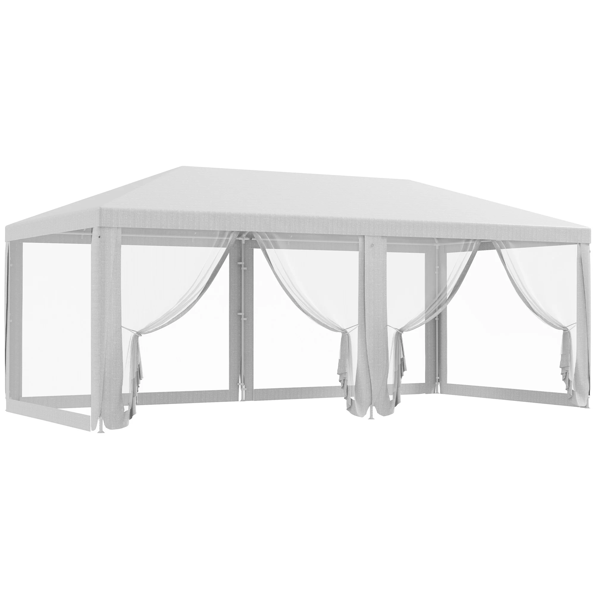 Outsunny Carpa De Jardín 6x3 M Con 6 Mosquiteras Laterales Blanco