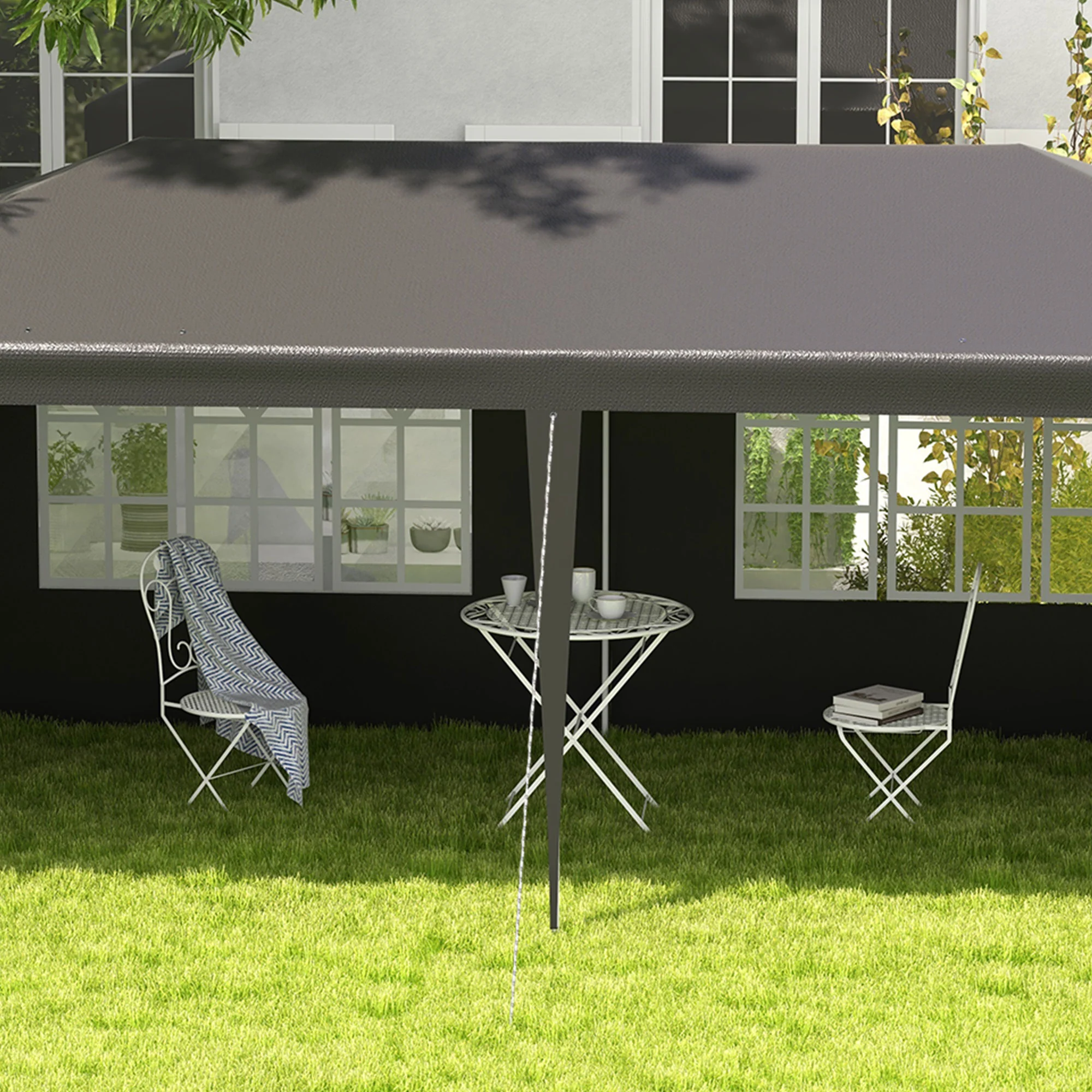 Outsunny Carpa De Jardín 6x3m Con 4 Paredes Laterales 2 Ventanas Visibles Gris - Image 4
