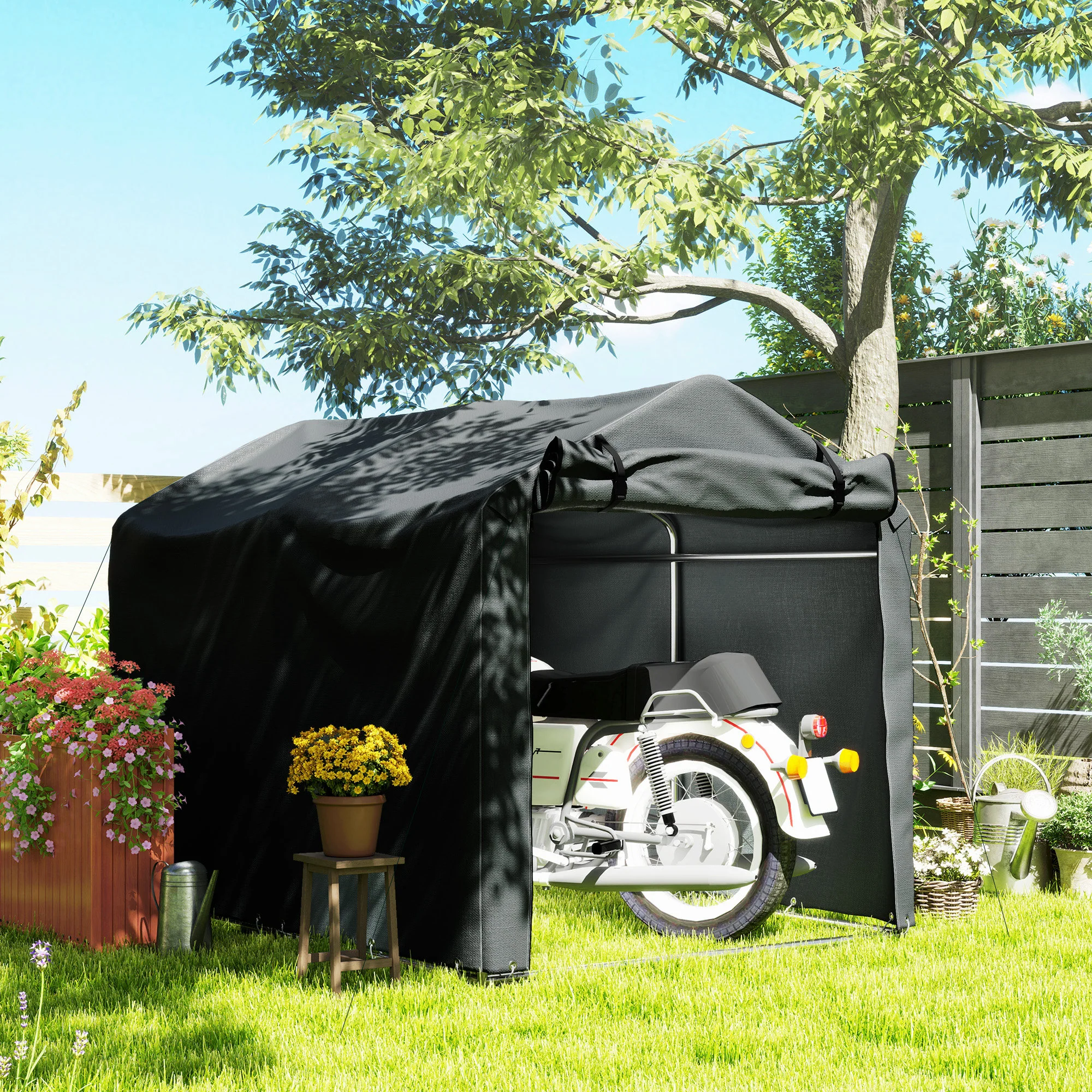Outsunny Carpa De Jardín Exterior Para Herramientas 2,2x1,57x1,65 M Gris Oscuro - Image 2