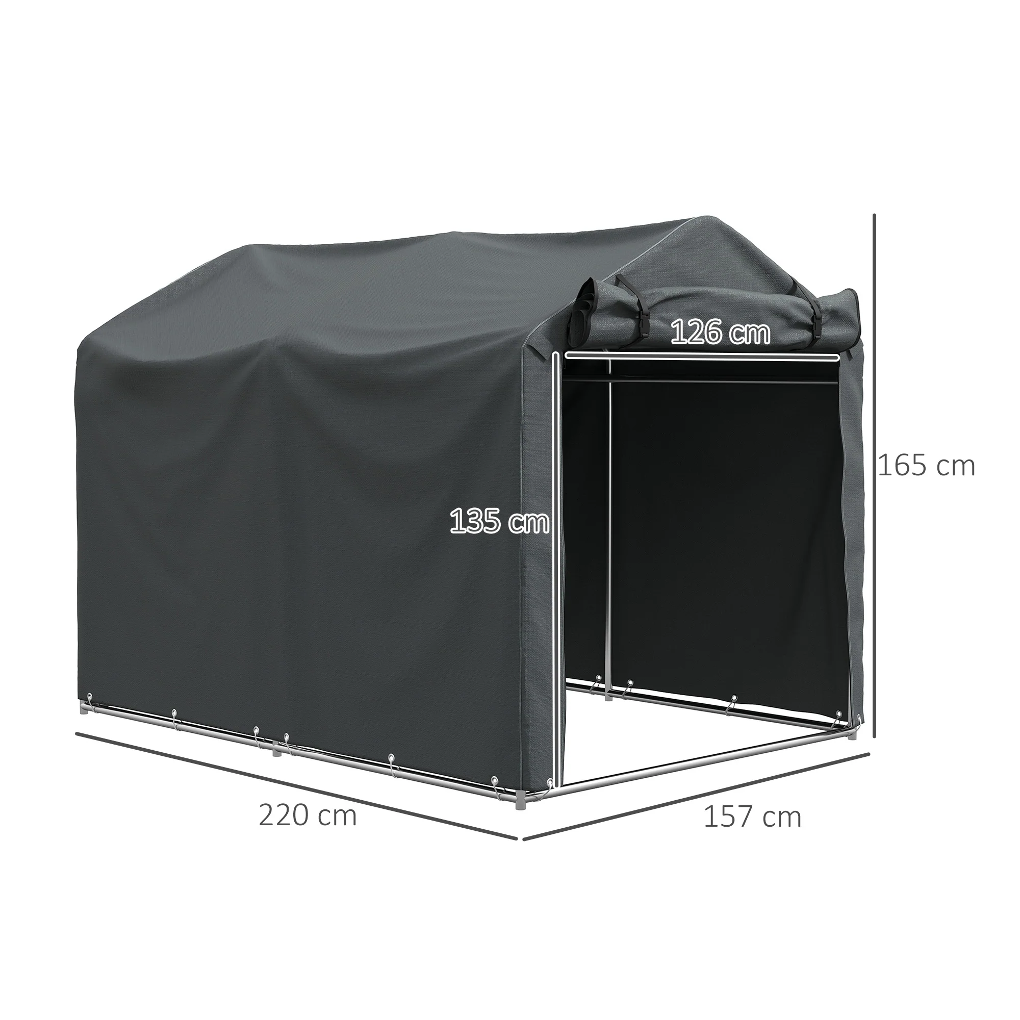 Outsunny Carpa De Jardín Exterior Para Herramientas 2,2x1,57x1,65 M Gris Oscuro - Image 3