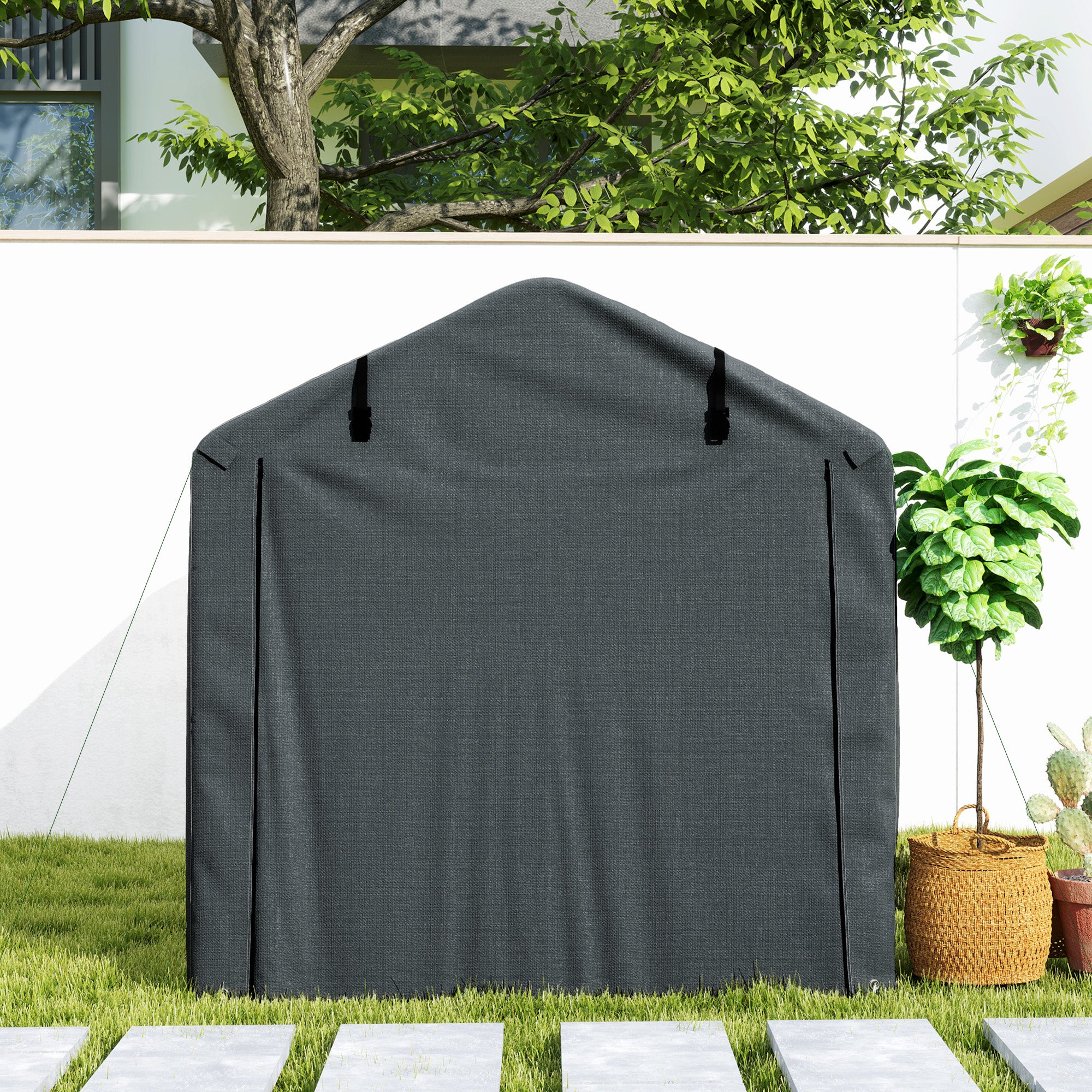 Outsunny Carpa De Jardín Exterior Para Herramientas 2,2x1,57x1,65 M Gris Oscuro - Image 4