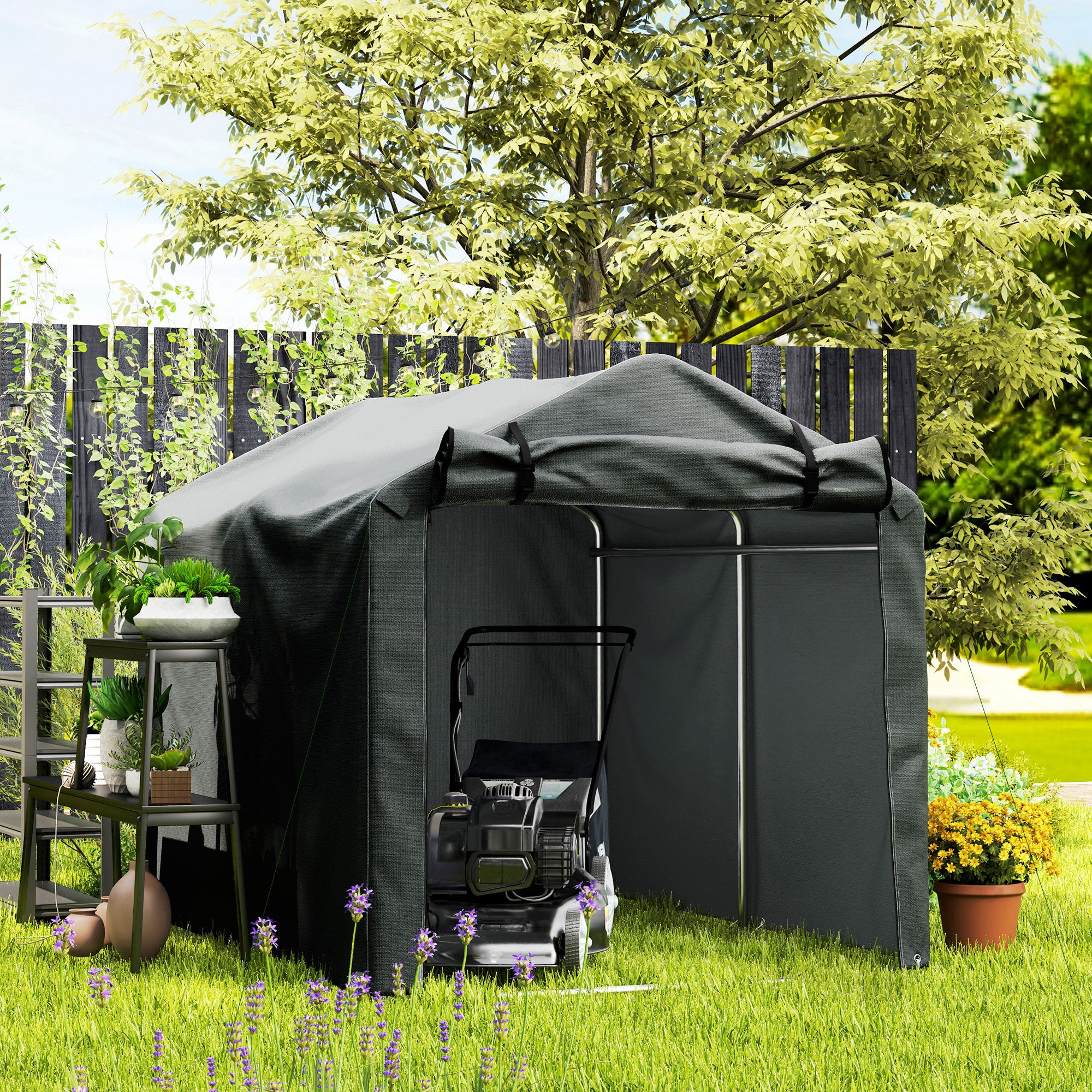 Outsunny Carpa De Jardín Exterior Para Herramientas 2,2x1,57x1,65 M Gris Oscuro - Image 5