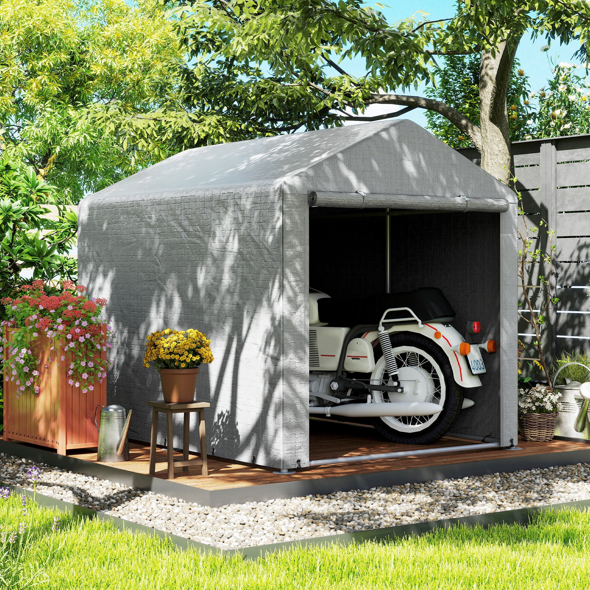 Outsunny Carpa De Jardín Para Herramientas Bicicletas Motos 1,6x2,2x1,7 M Gris - Image 5