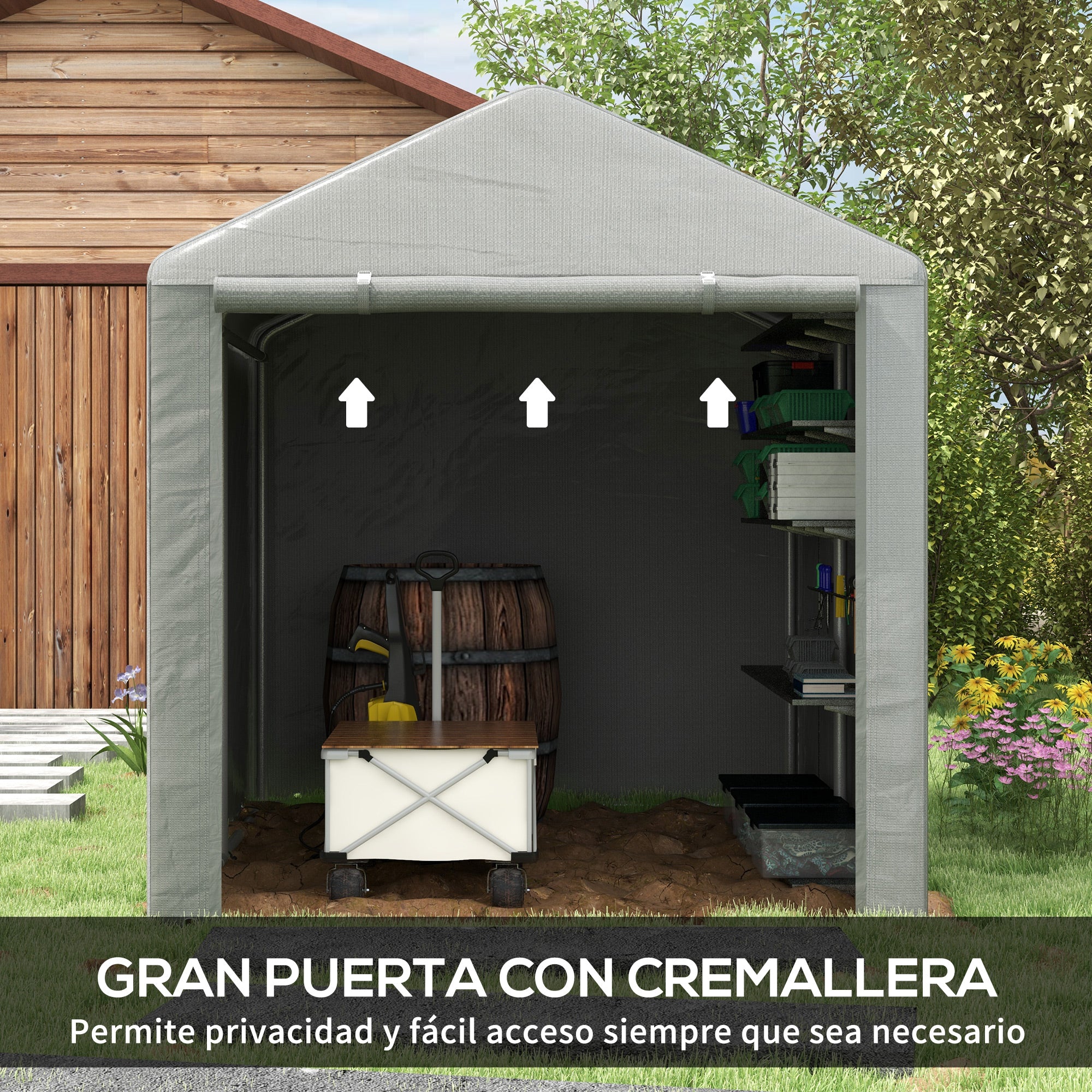 Outsunny Carpa De Jardín Para Herramientas Bicicletas Motos 1,6x2,2x1,7 M Gris - Image 6