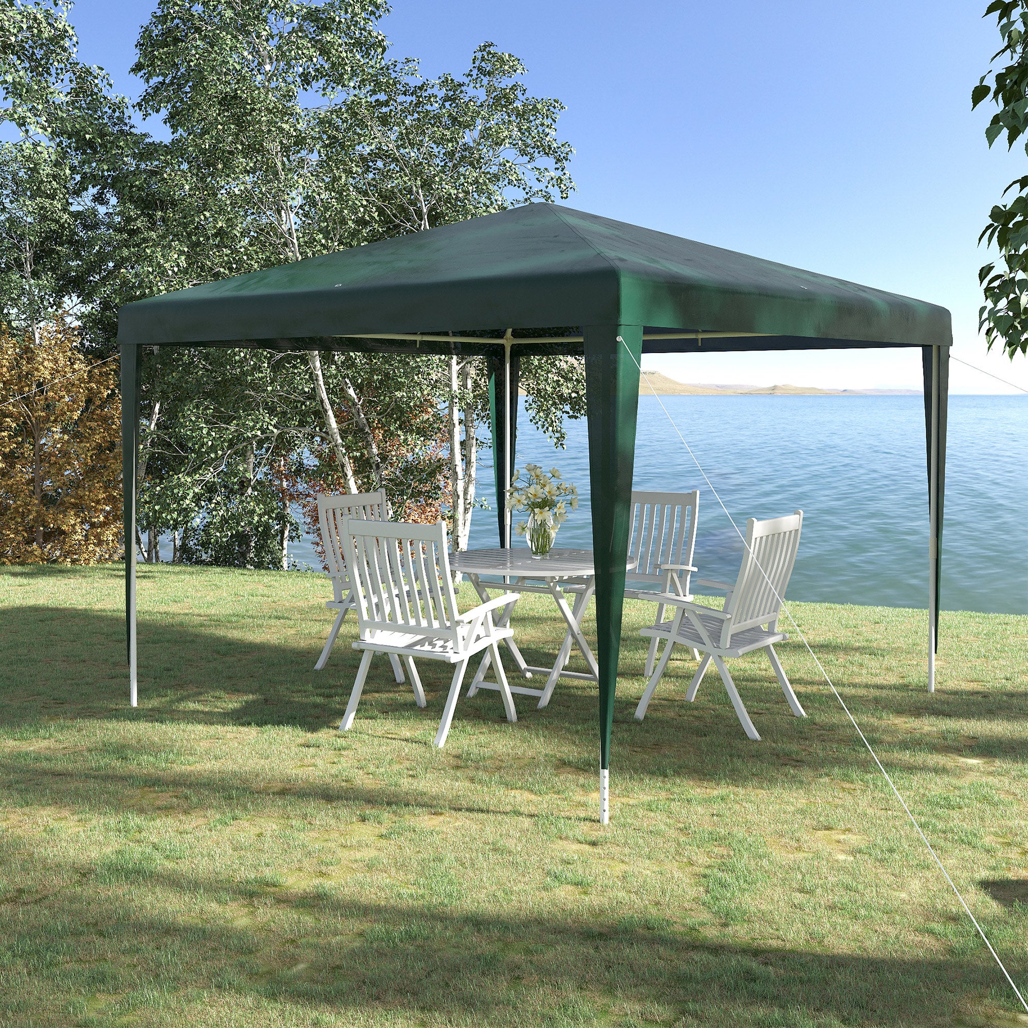 Outsunny Carpa Desmontable 3x3 M Con 4 Orificios De Drenaje Y Marco De Acero - Image 2