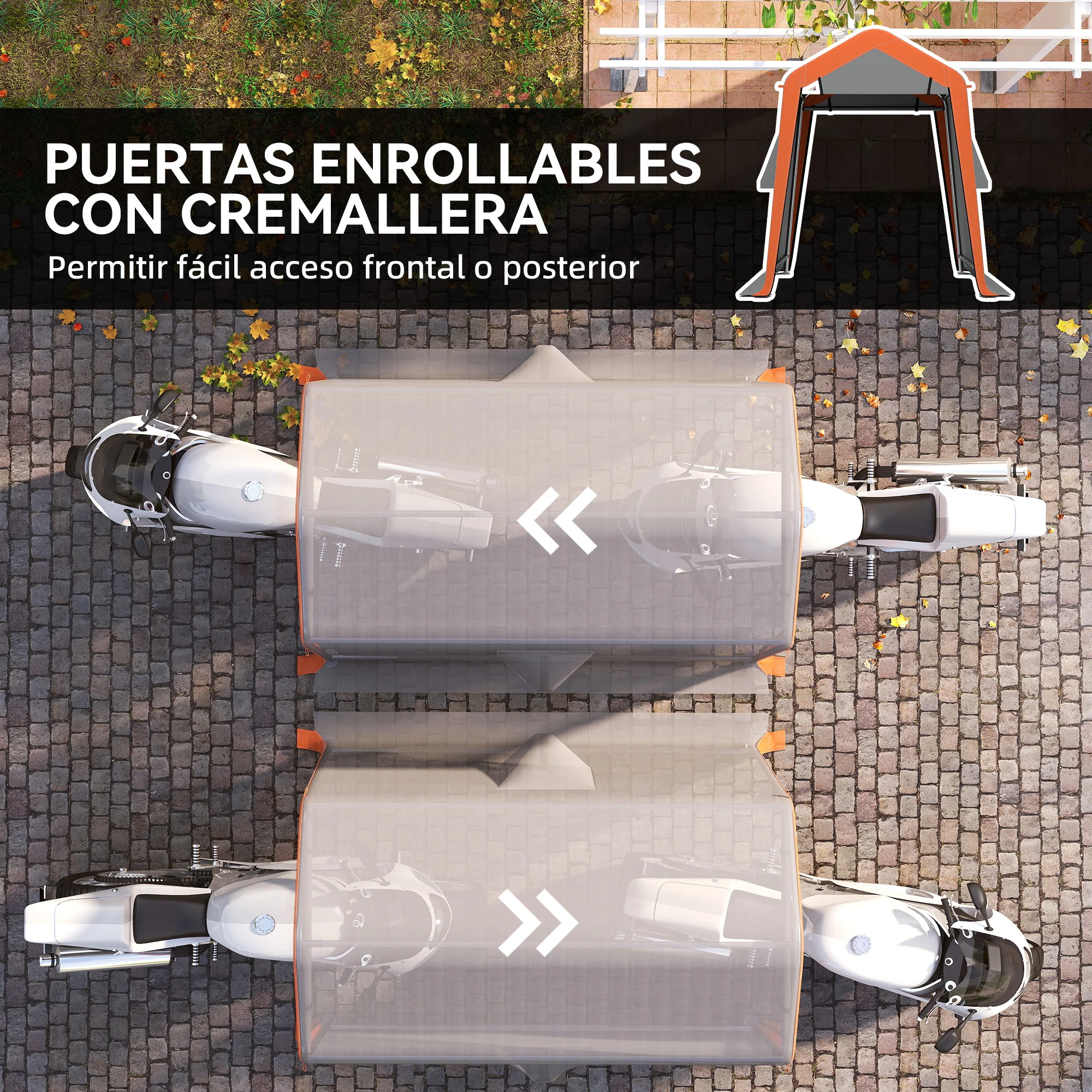 Outsunny Carpa Garaje Portátil 2,4x1,8 M Para Coche Con Puerta Y Ventana Gris - Image 6