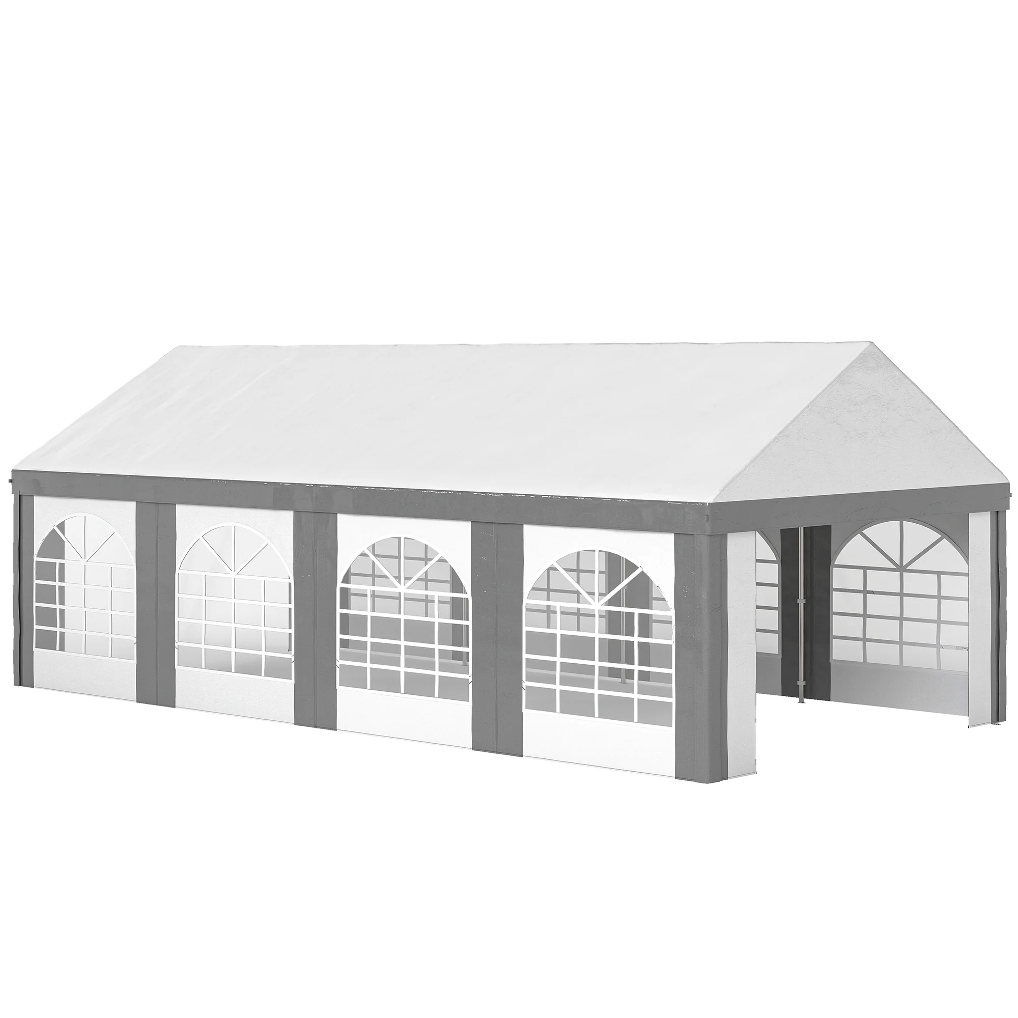 Outsunny Carpa Para Fiesta 4x8 M Con Paredes Extraíbles Puertas Y Ventanas Gris