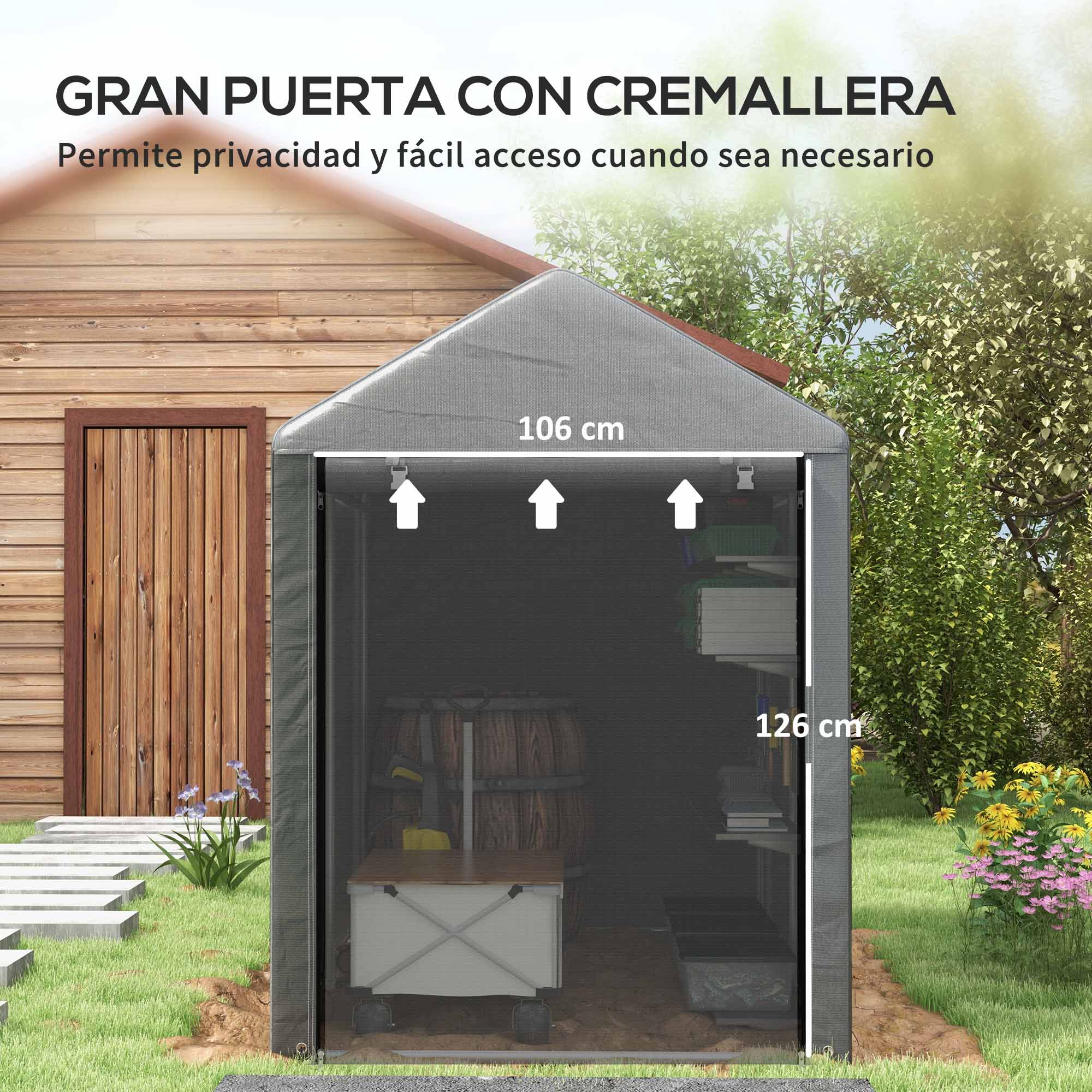 Outsunny Carpa Para Herramientas Bicicletas Y Motos 1,2x1,8x1,65 M Gris Oscuro - Image 6