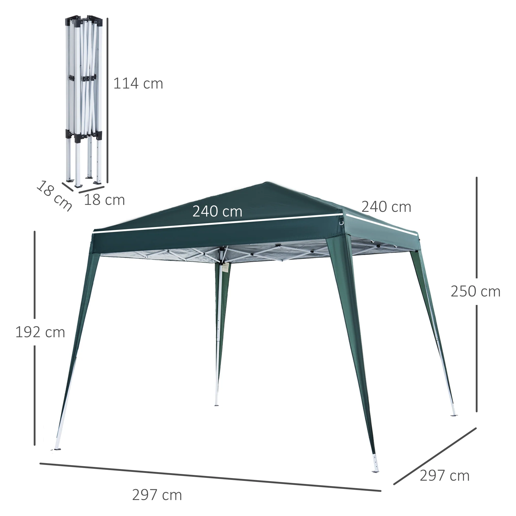 Outsunny Carpa Plegable 2,4x2,4m De Jardín Diseño Pop Up Cenador De Acero Y Tela - Image 3