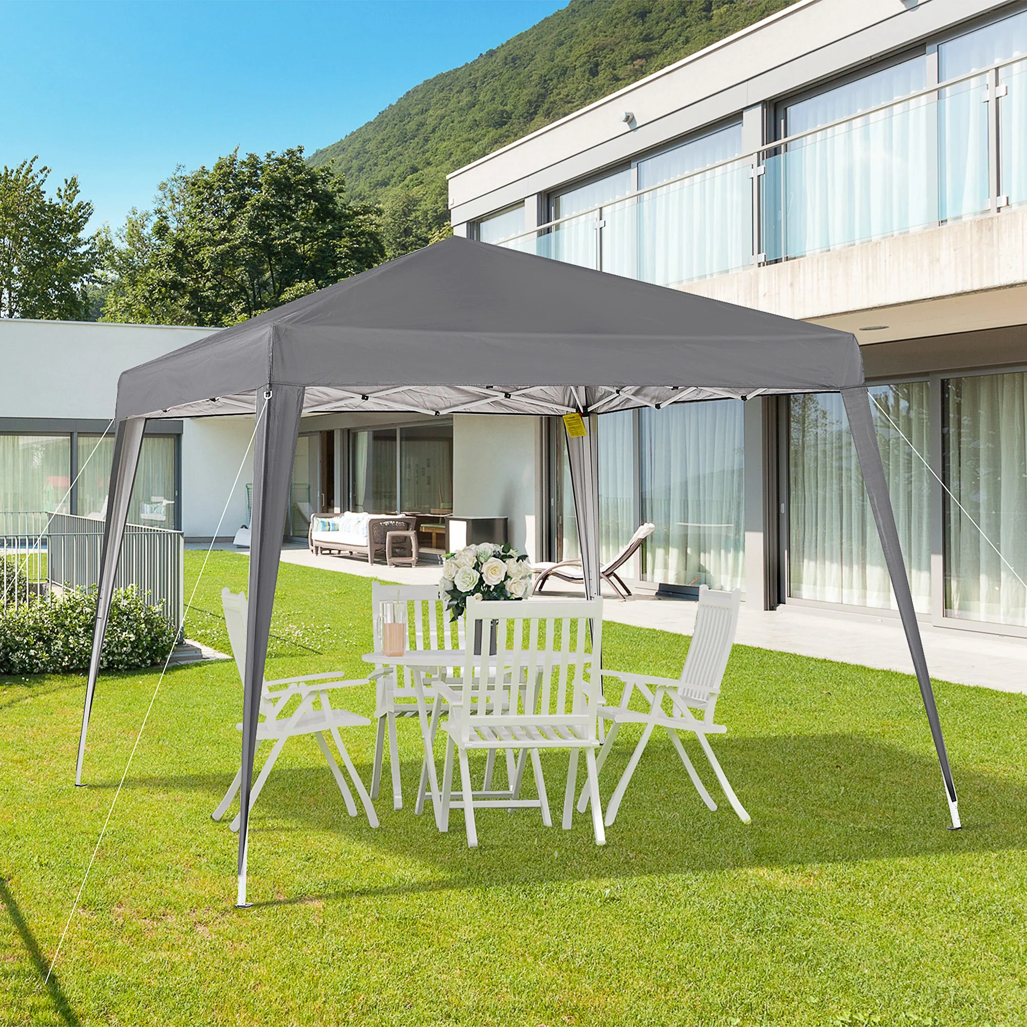 Outsunny Carpa Plegable 2,4x2,4m De Jardín Diseño Pop Up Cenador De Acero Y Tela - Image 2