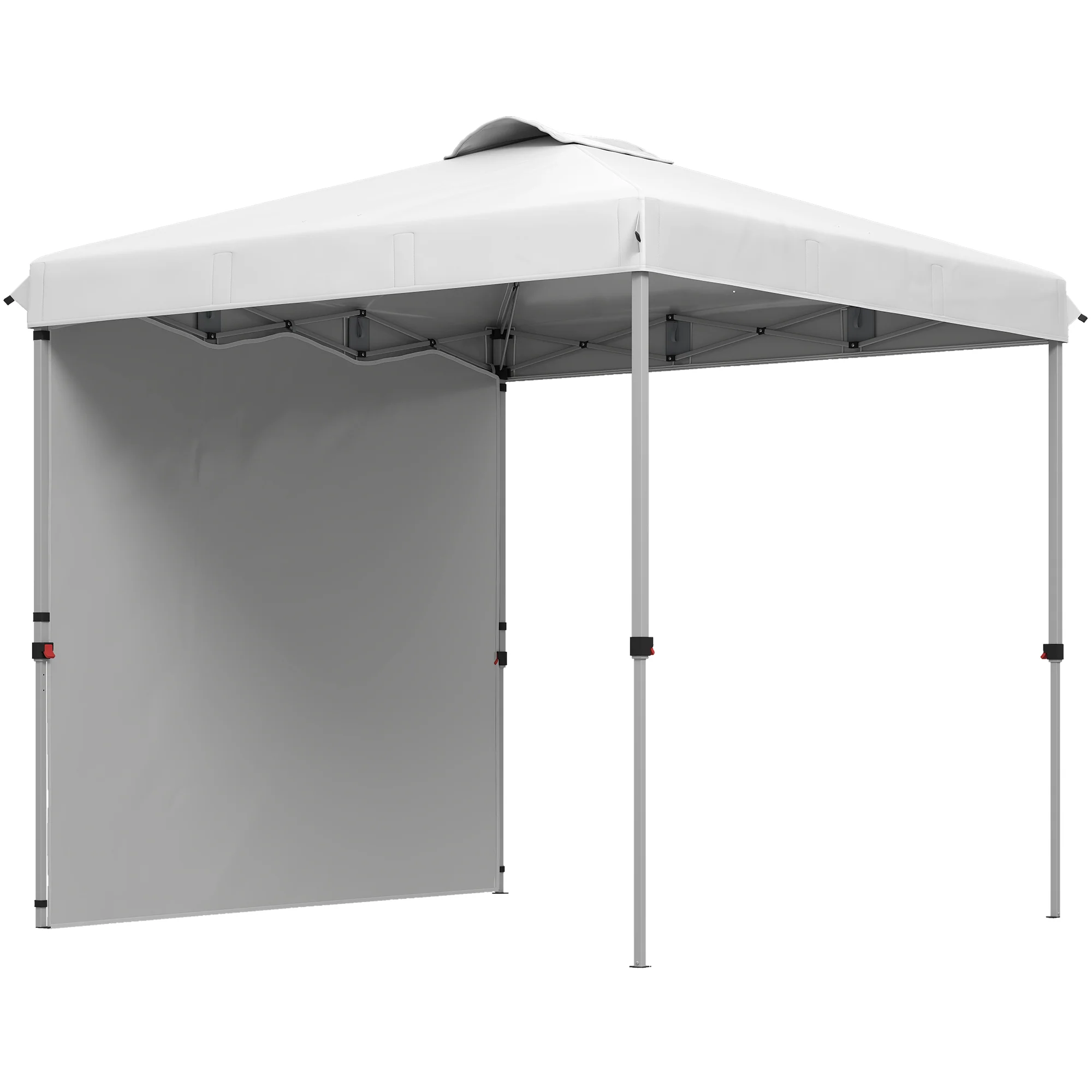 Outsunny Carpa Plegable 2,5x2,5 M Con 1 Pared Lateral Altura Ajustable Blanco