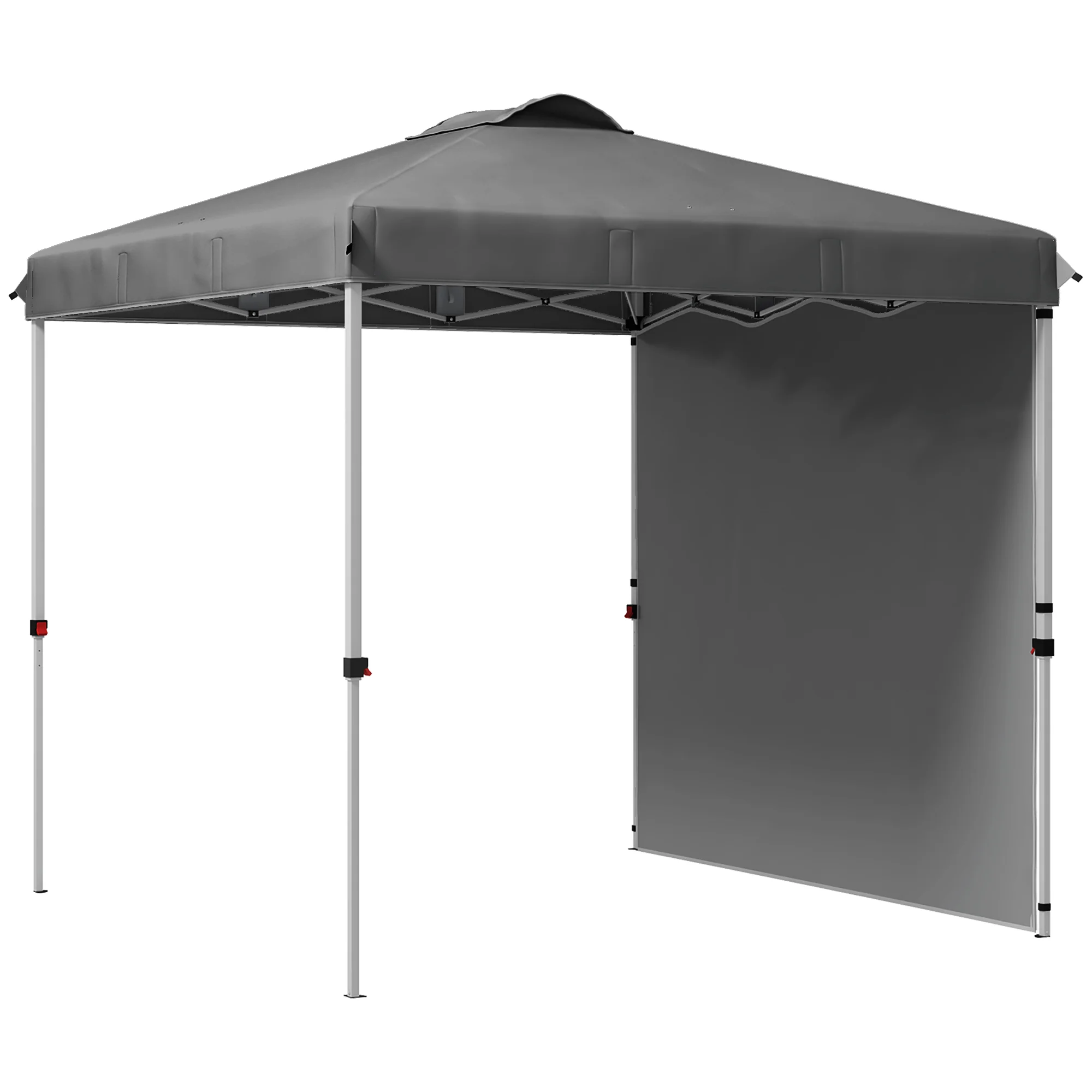 Outsunny Carpa Plegable 2,5x2,5 M Con 1 Pared Lateral Altura Ajustable Gris