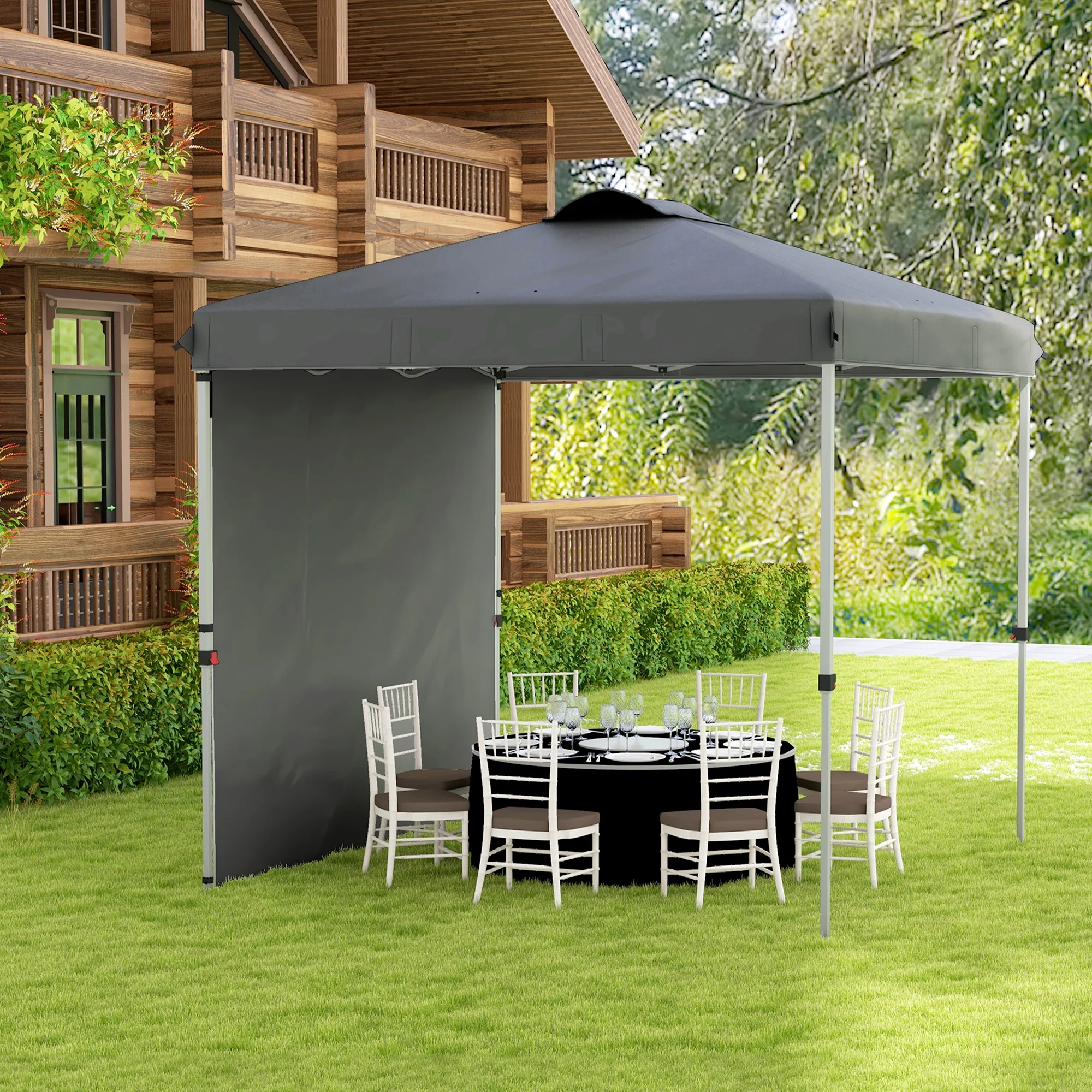 Outsunny Carpa Plegable 2,5x2,5 M Con 1 Pared Lateral Altura Ajustable Gris - Image 4