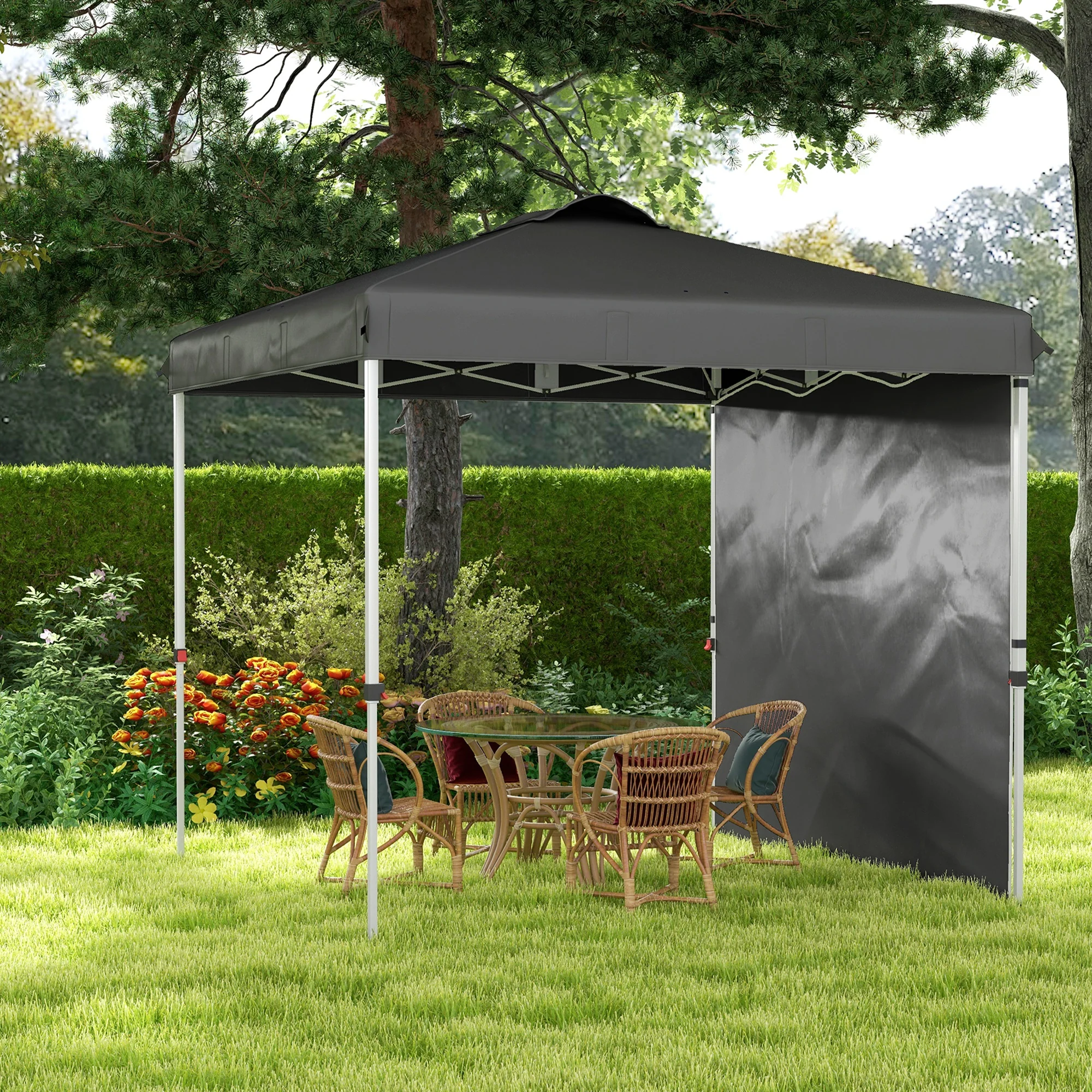 Outsunny Carpa Plegable 2,5x2,5 M Con 1 Pared Lateral Altura Ajustable Gris - Image 5