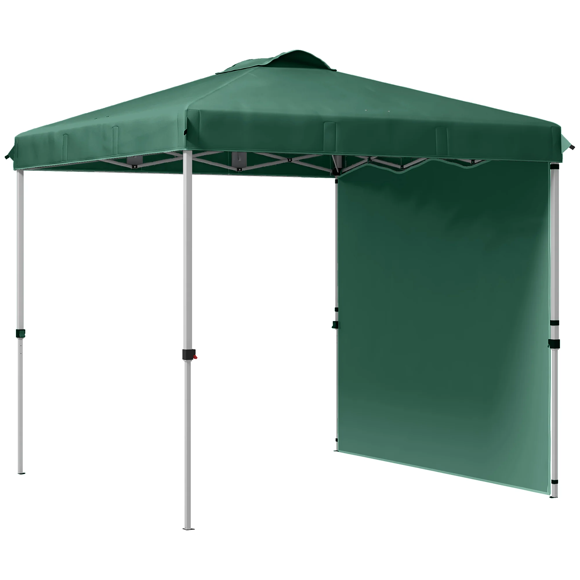 Outsunny Carpa Plegable 2,5x2,5 M Con 1 Pared Lateral Altura Ajustable Verde