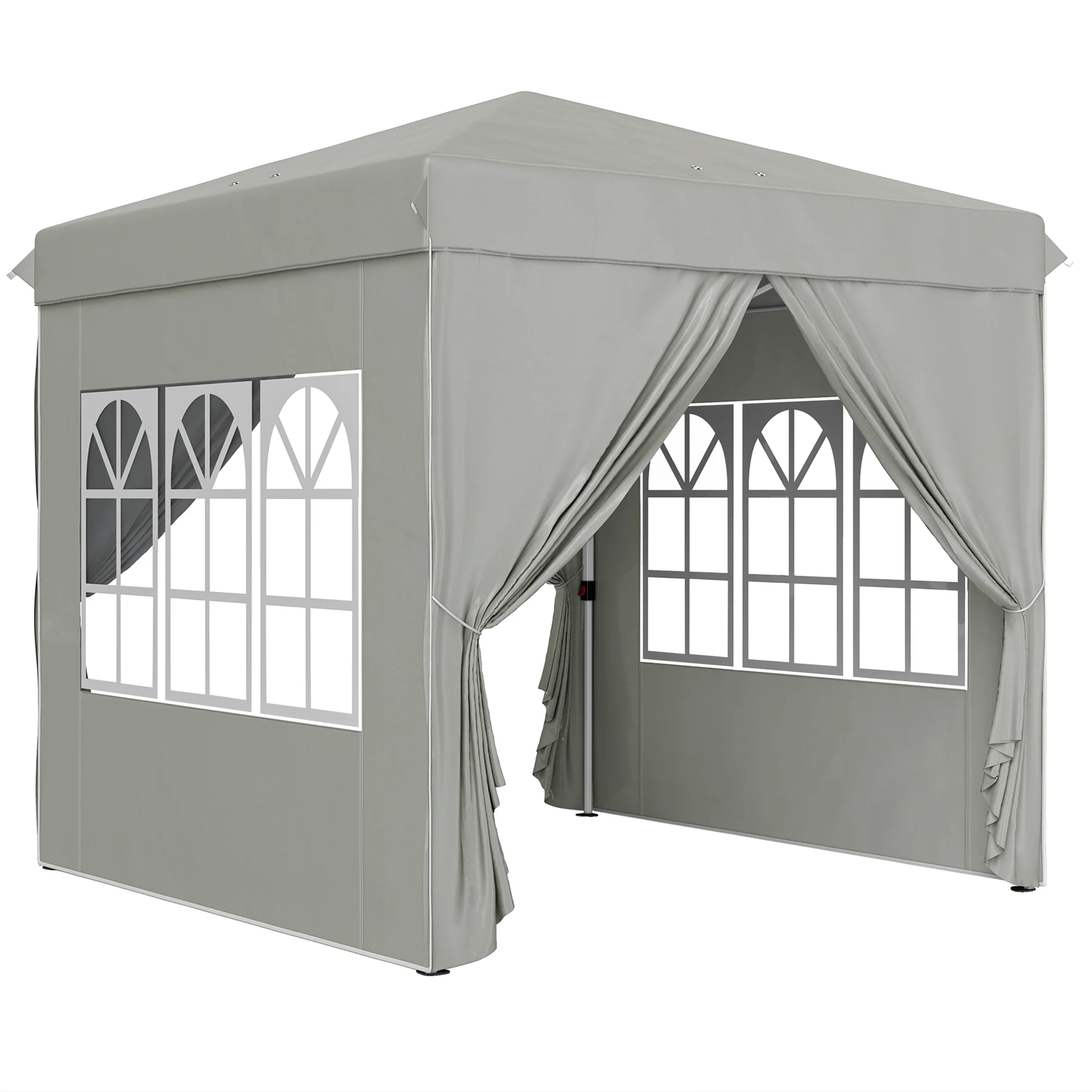 Outsunny Carpa Plegable 2,5x2,5 M Con Altura Ajustable 4 Laterales Upf50+ Gris