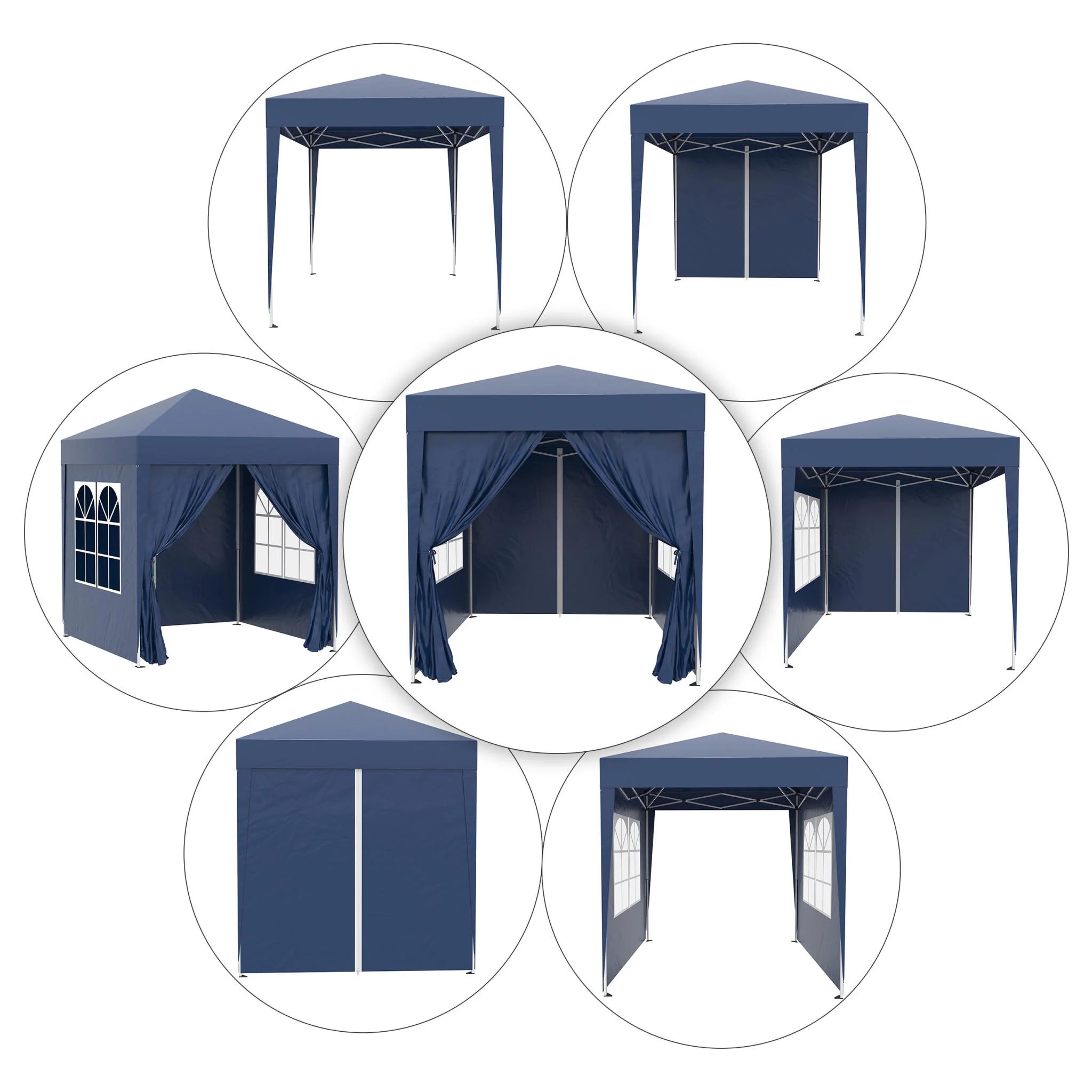 Outsunny Carpa Plegable 2x2m Exterior Con 4 Paredes Y Bolsa De Transporte Azul - Image 5