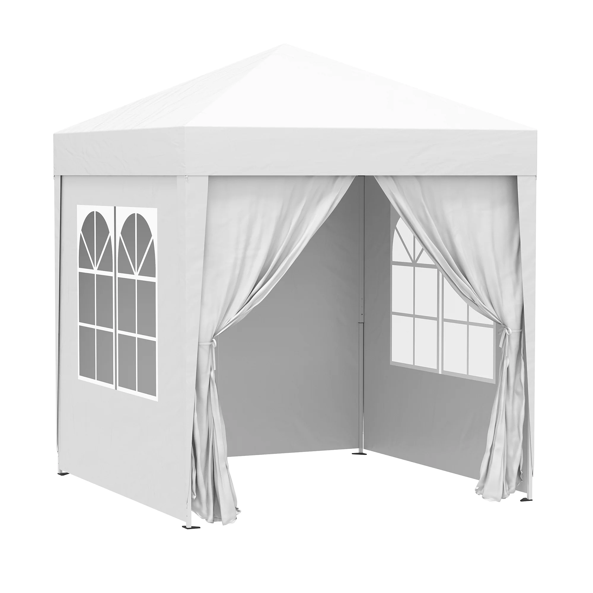 Outsunny Carpa Plegable 2x2m Exterior Con 4 Paredes Y Bolsa De Transporte Blanco