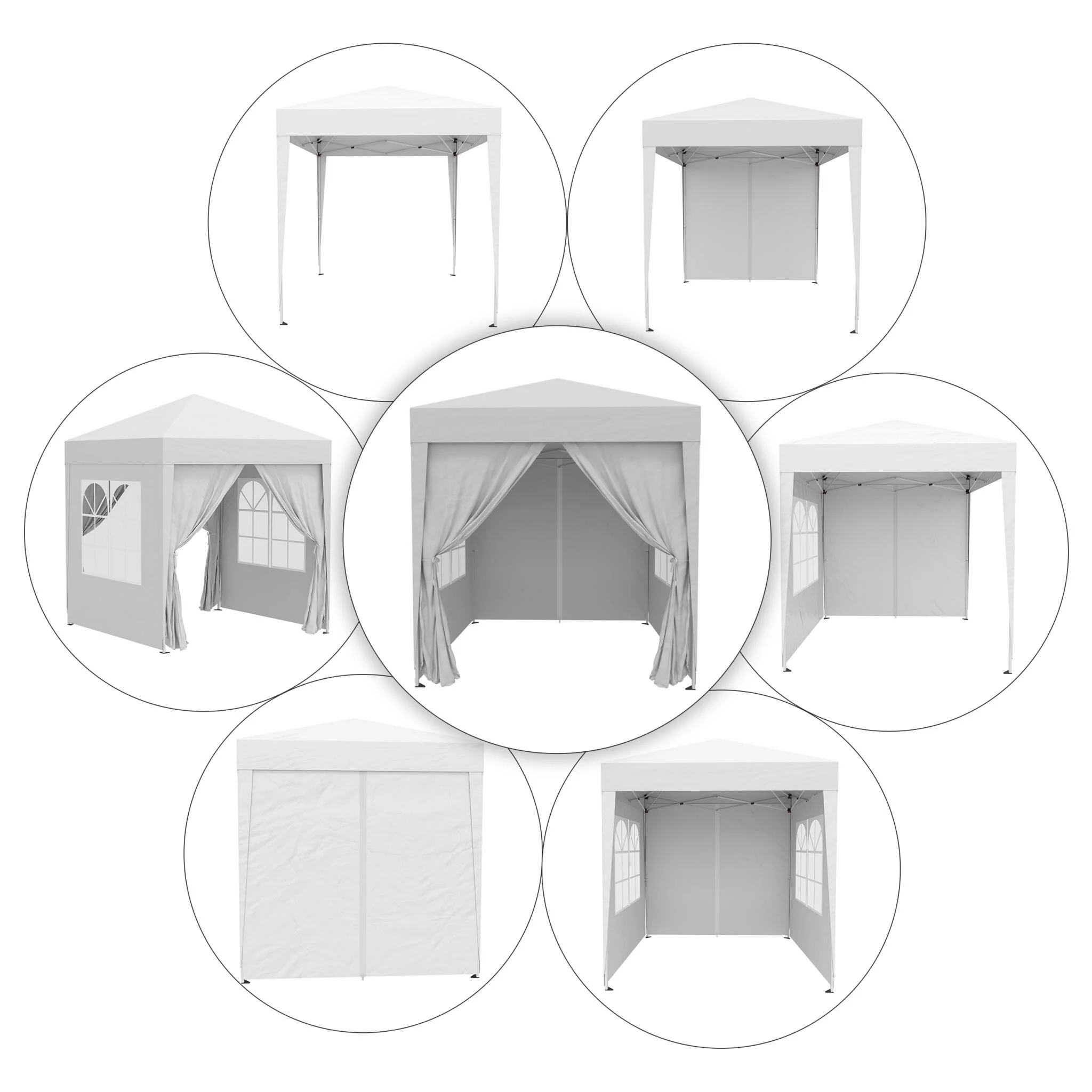 Outsunny Carpa Plegable 2x2m Exterior Con 4 Paredes Y Bolsa De Transporte Blanco - Image 5