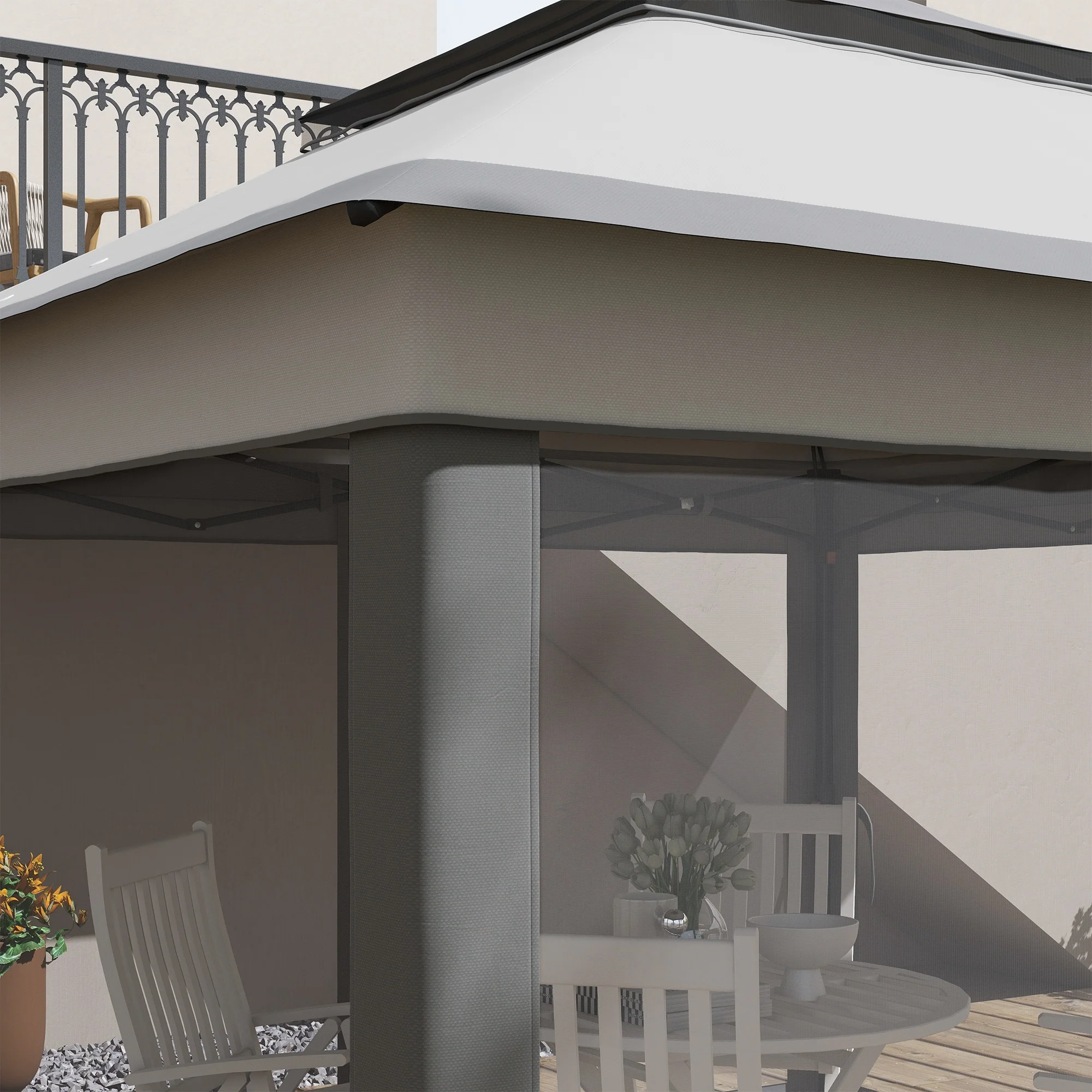 Outsunny Carpa Plegable 3,26x3,26x2,72 M Con Doble Techo Altura Ajustable Gris - Image 5
