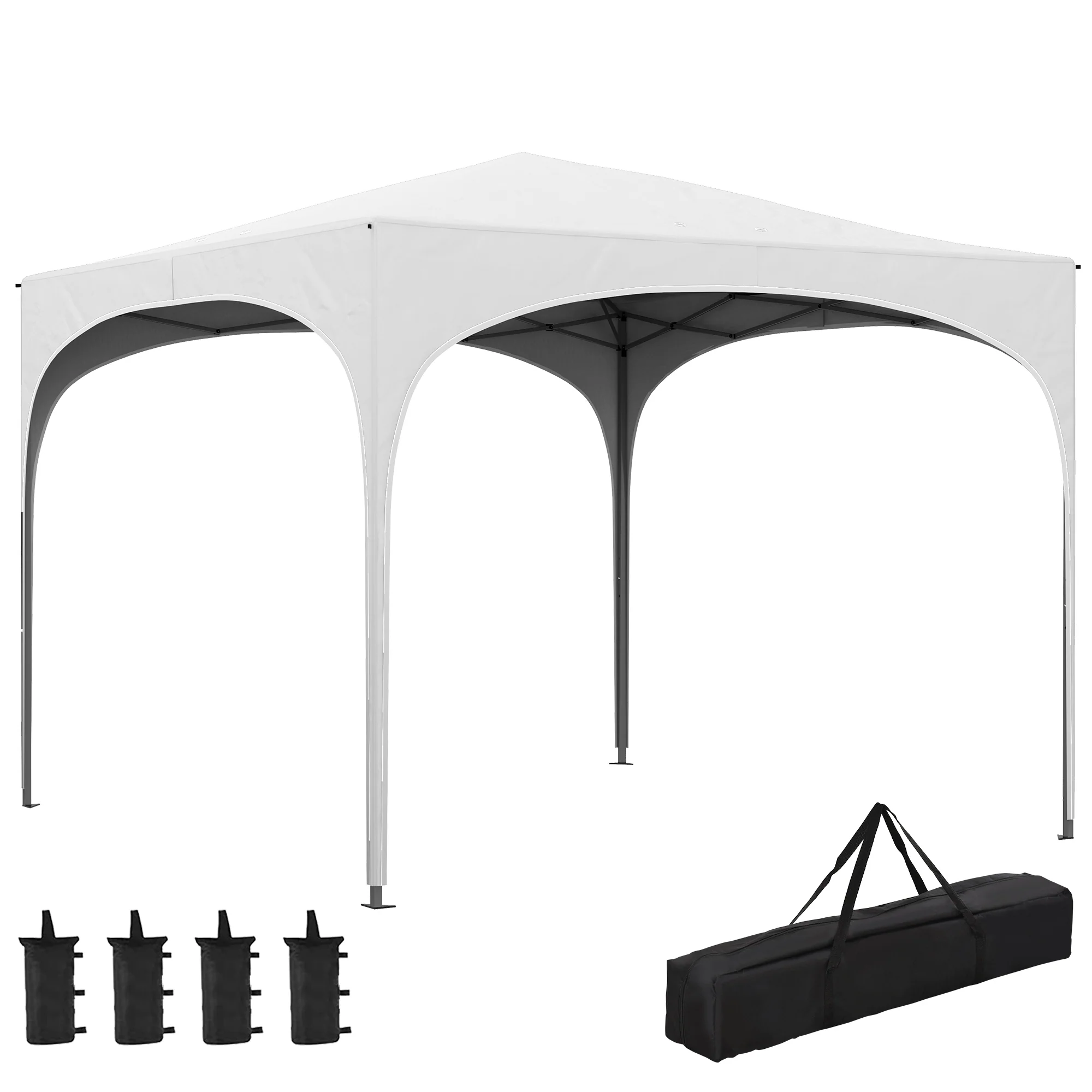 Outsunny Carpa Plegable 3x3 M Altura Ajustable Con Bolsa De Transporte Blanco