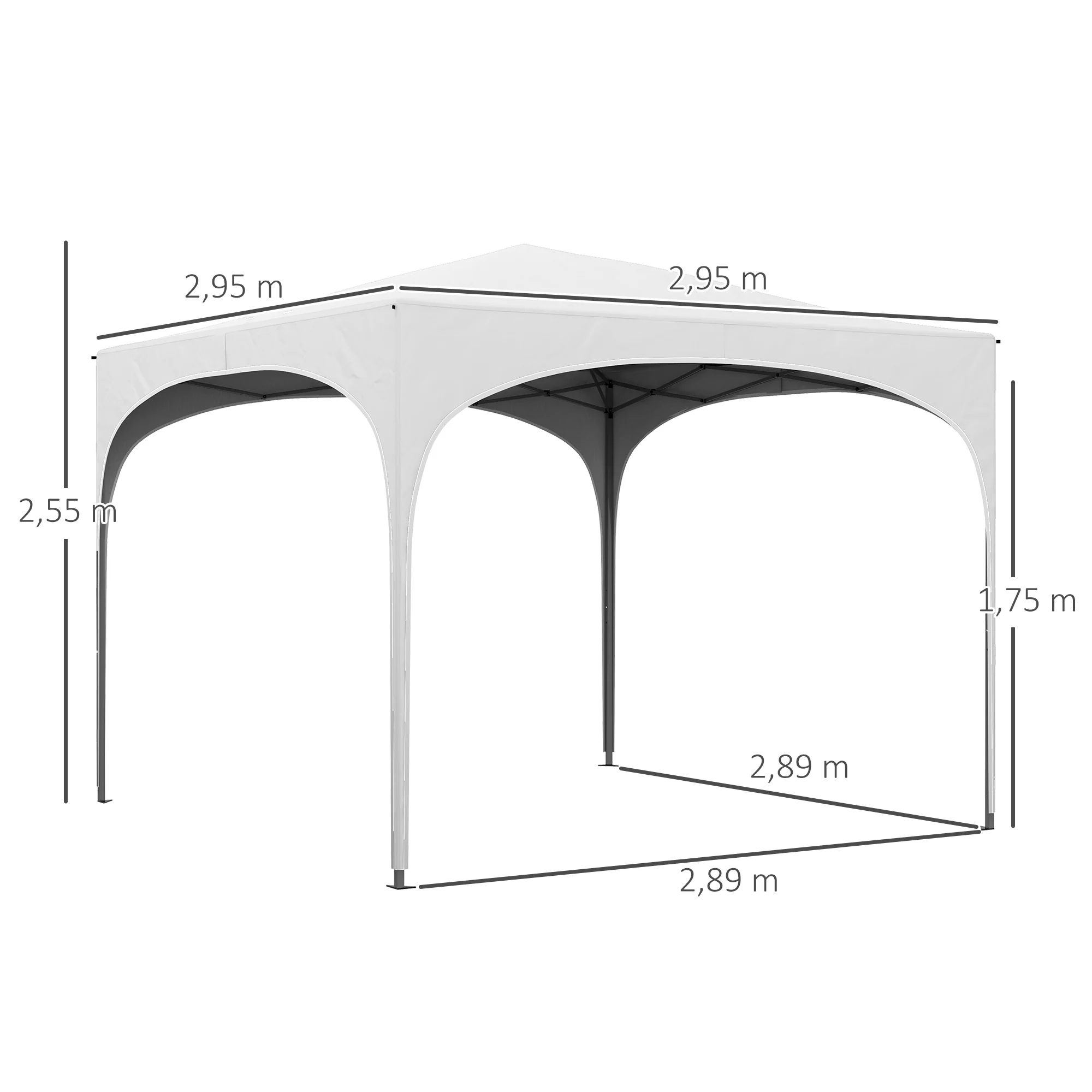 Outsunny Carpa Plegable 3x3 M Altura Ajustable Con Bolsa De Transporte Blanco - Image 3
