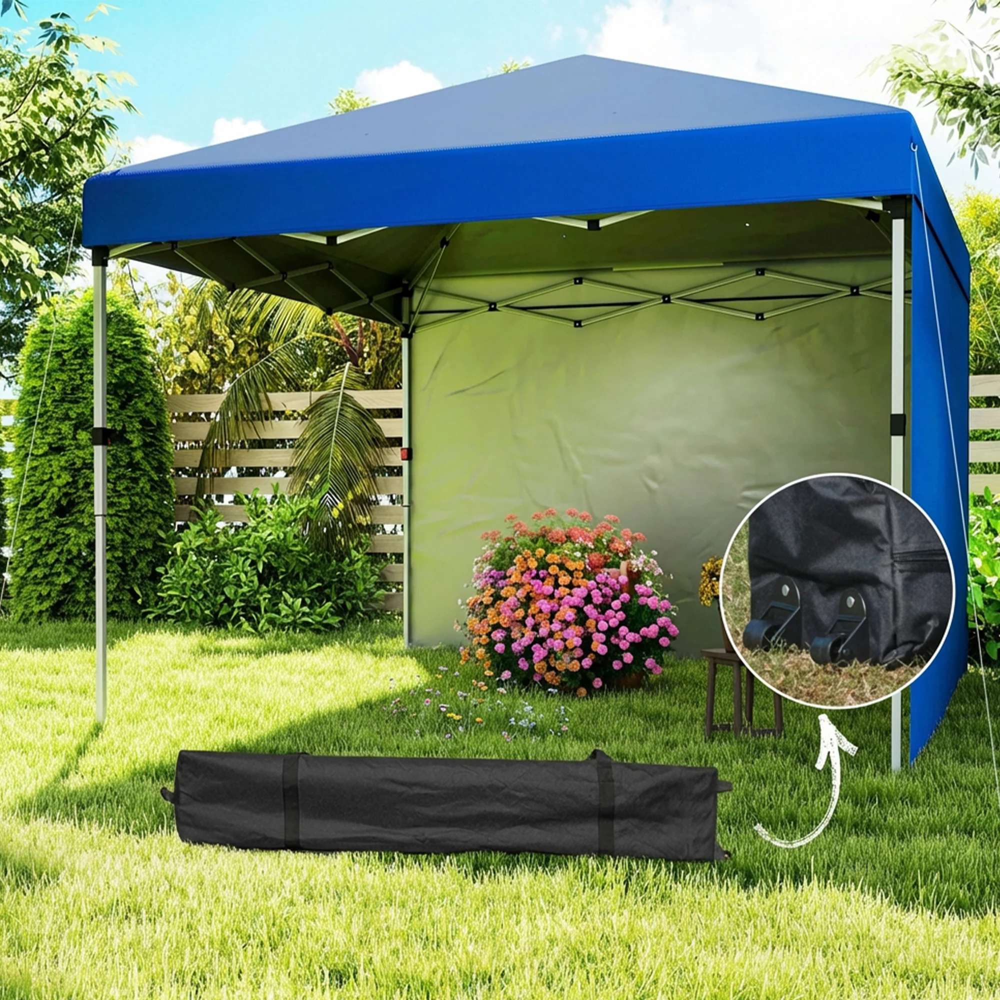 Outsunny Carpa Plegable 3x3 M Con Altura Ajustable Y Bolsa De Transporte Azul - Image 4