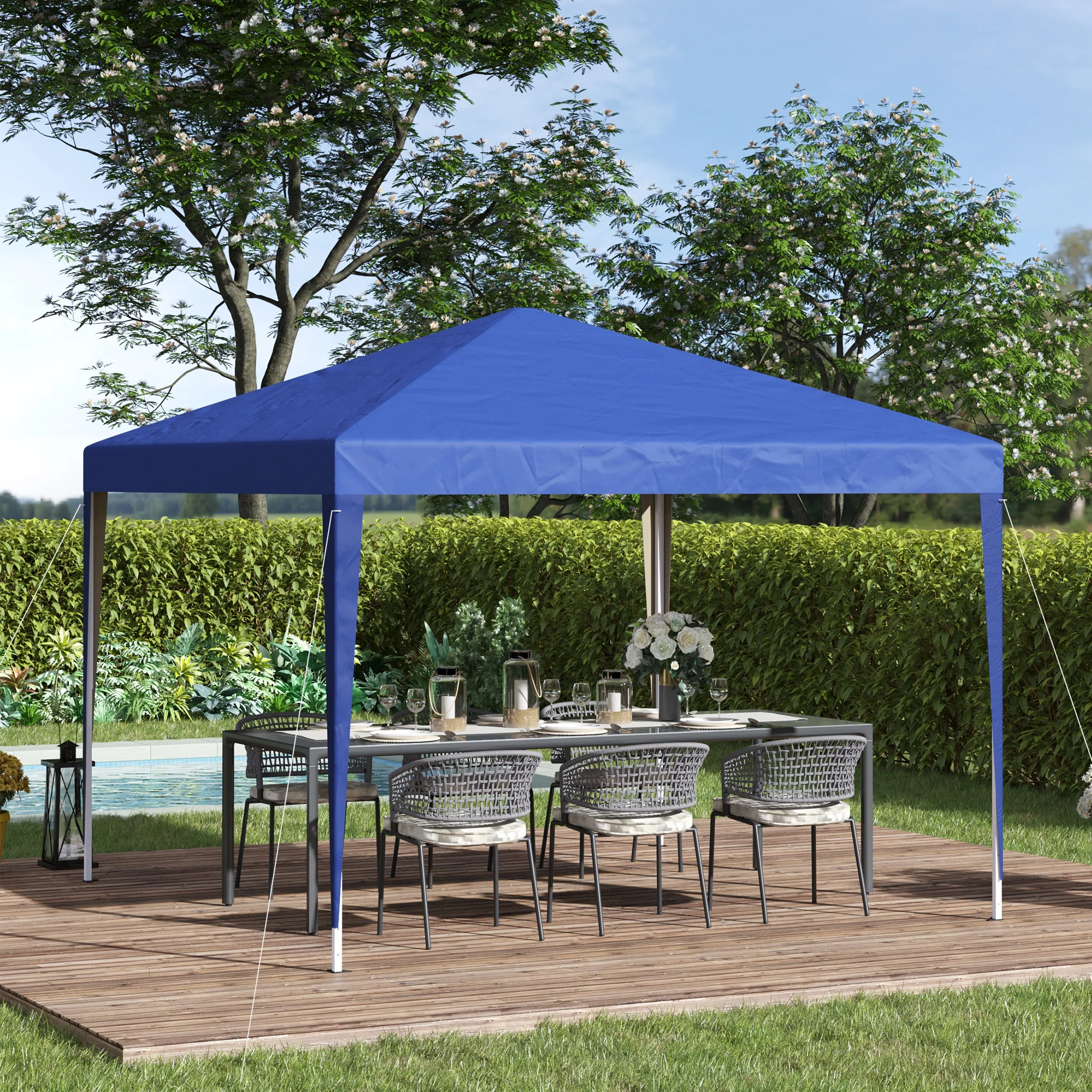 Outsunny Carpa Plegable 3x3 M Con Altura Ajustable Y Bolsa De Transporte Azul - Image 2