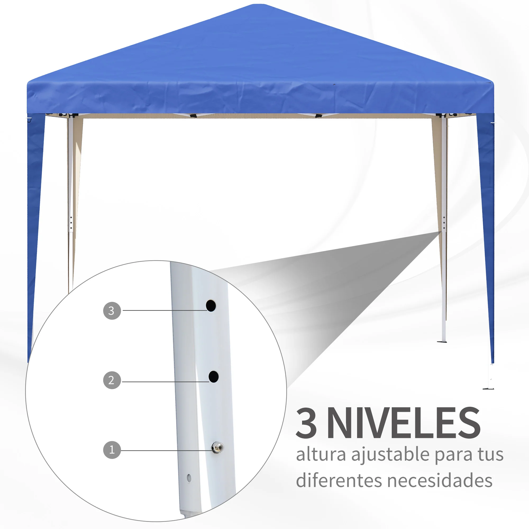Outsunny Carpa Plegable 3x3 M Con Altura Ajustable Y Bolsa De Transporte Azul - Image 6