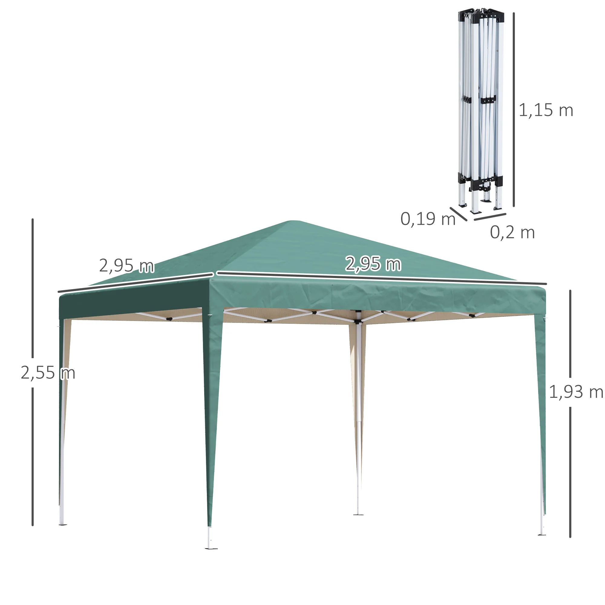 Outsunny Carpa Plegable 3x3 M Con Bolsa De Transporte Altura Ajustable Verde - Image 3