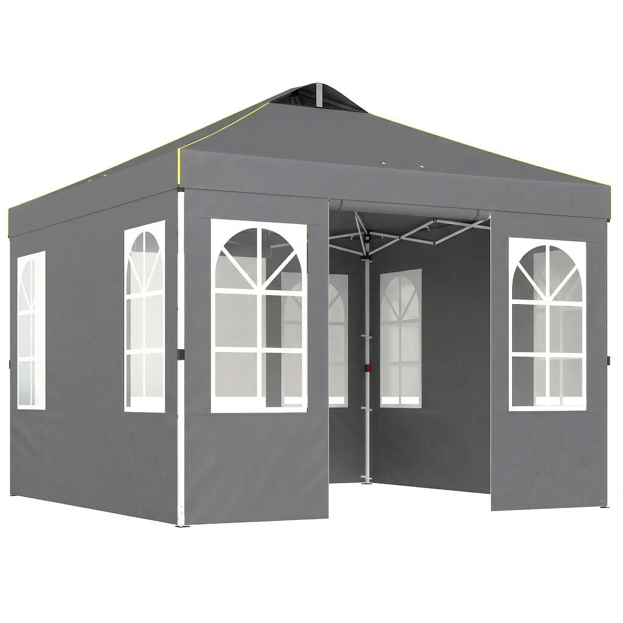 Outsunny Carpa Plegable 3x3m Pop-up Altura Ajustable Laterales Extraíbles Gris