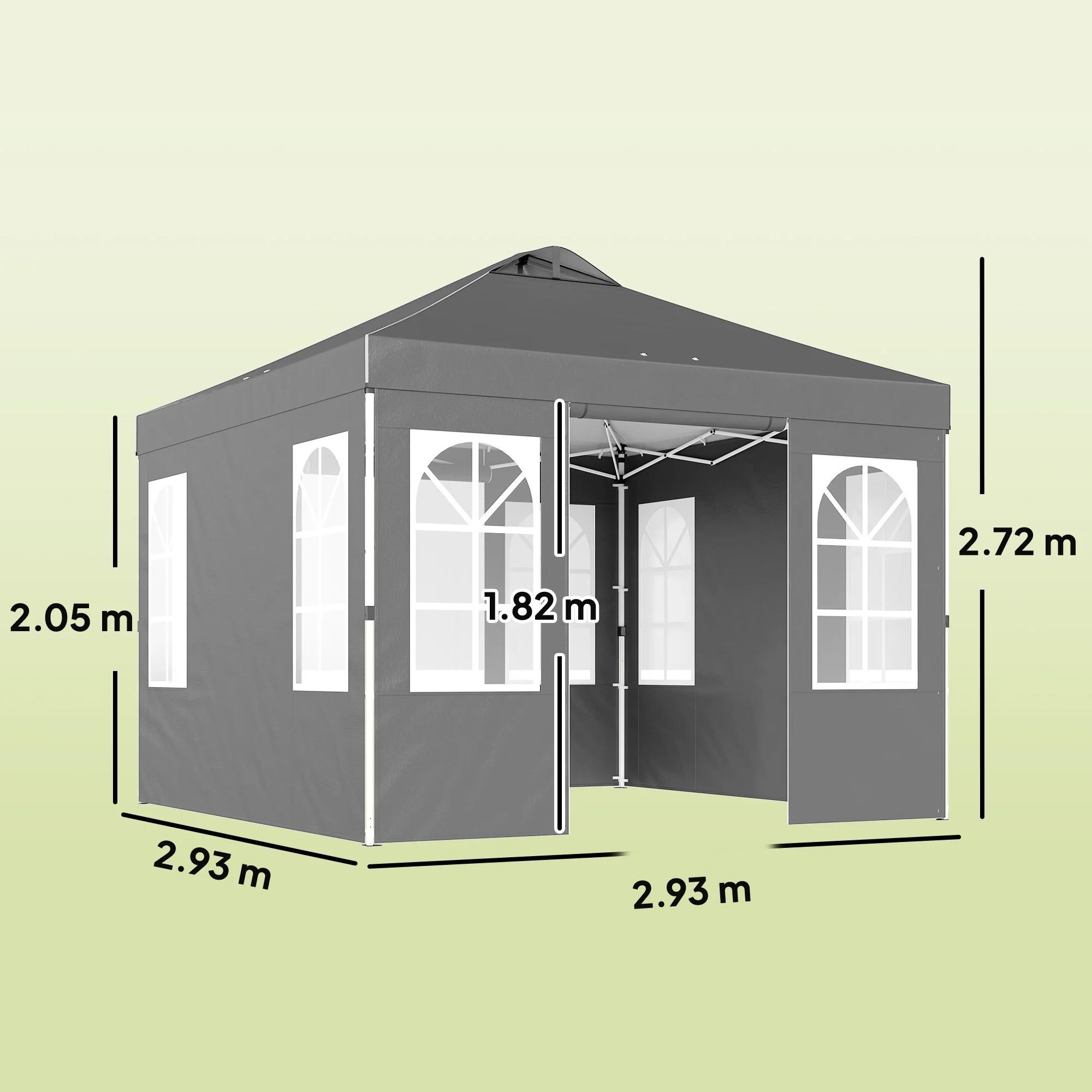 Outsunny Carpa Plegable 3x3m Pop-up Altura Ajustable Laterales Extraíbles Gris - Image 3