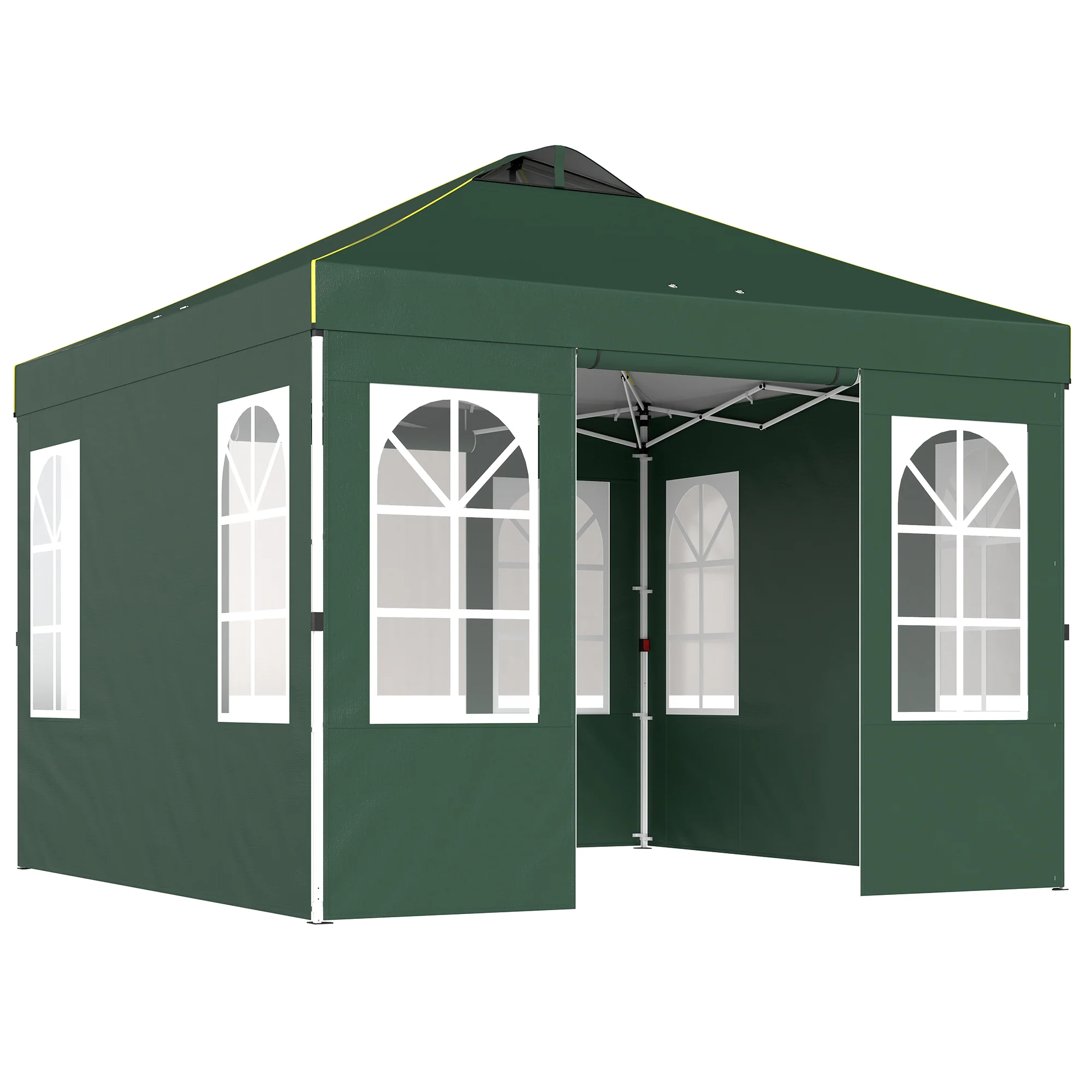 Outsunny Carpa Plegable 3x3m Pop-up Altura Ajustable Laterales Extraíbles Verde