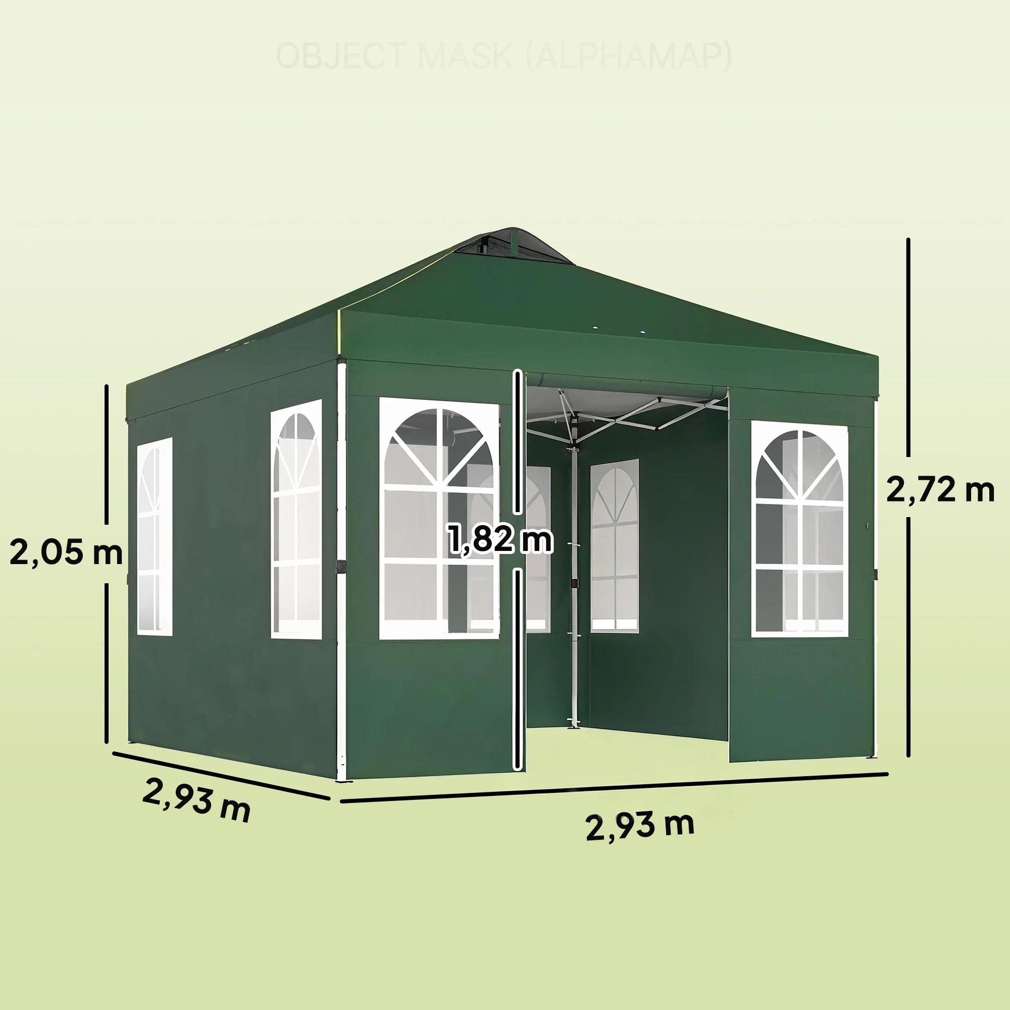 Outsunny Carpa Plegable 3x3m Pop-up Altura Ajustable Laterales Extraíbles Verde - Image 3