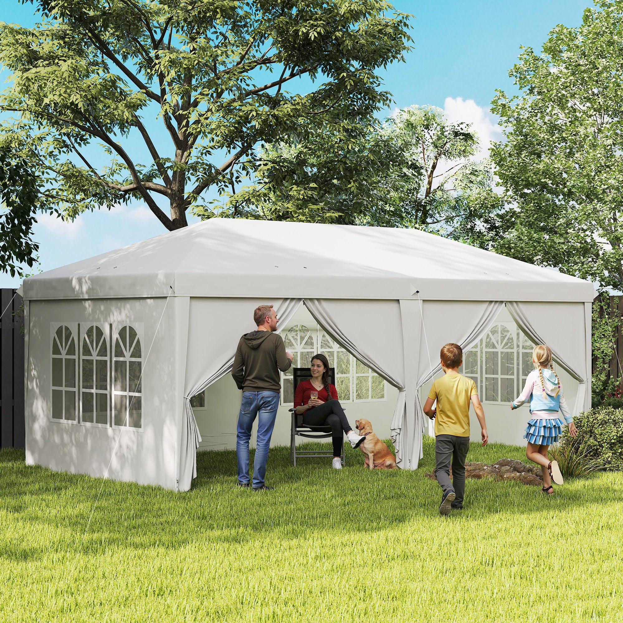 Outsunny Carpa Plegable 5,85x2,95x2,7 M Con 4 Paneles 4 Ventanas Blanco - Image 2