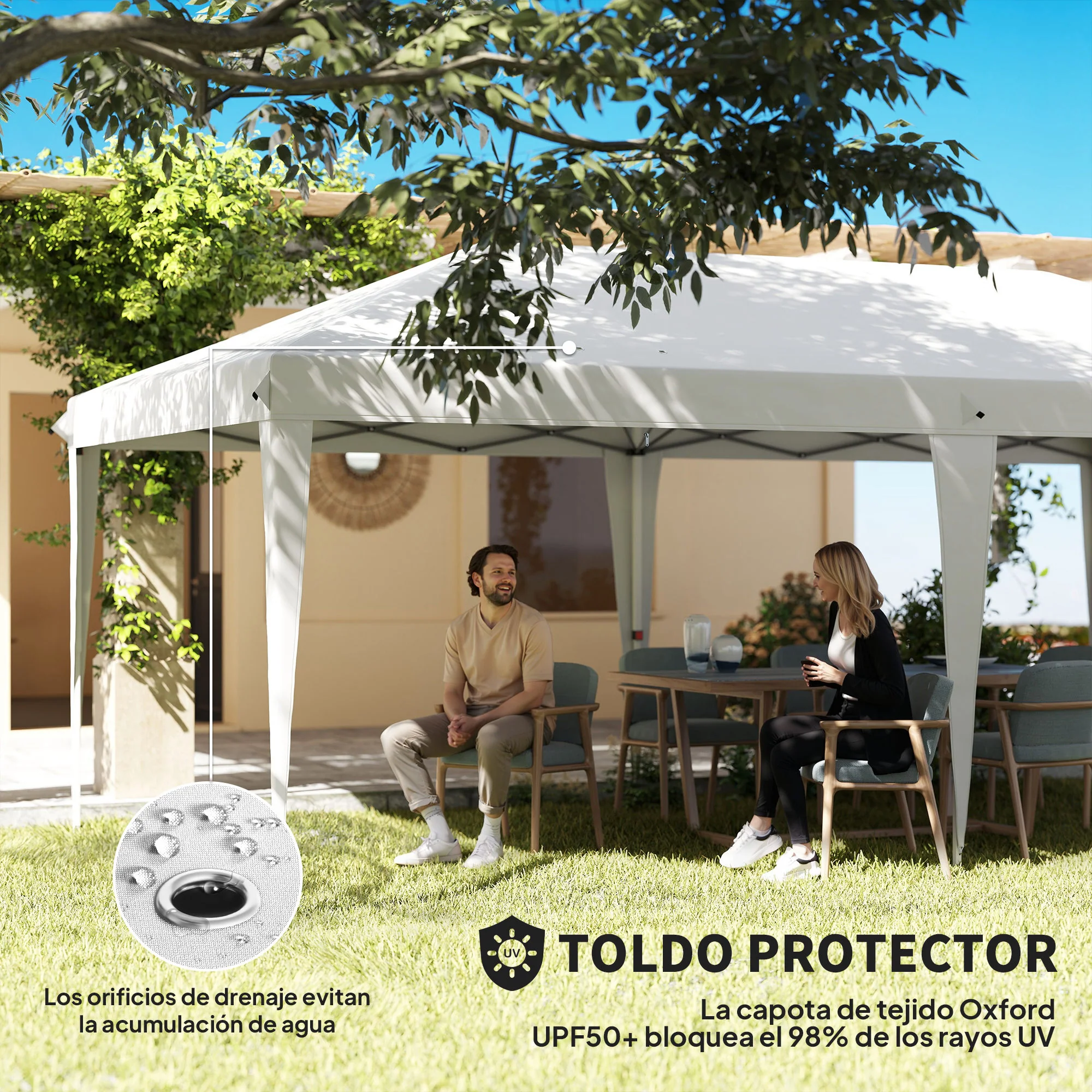 Outsunny Carpa Plegable 5,85x2,95x2,7 M Con 4 Paneles 4 Ventanas Blanco - Image 6