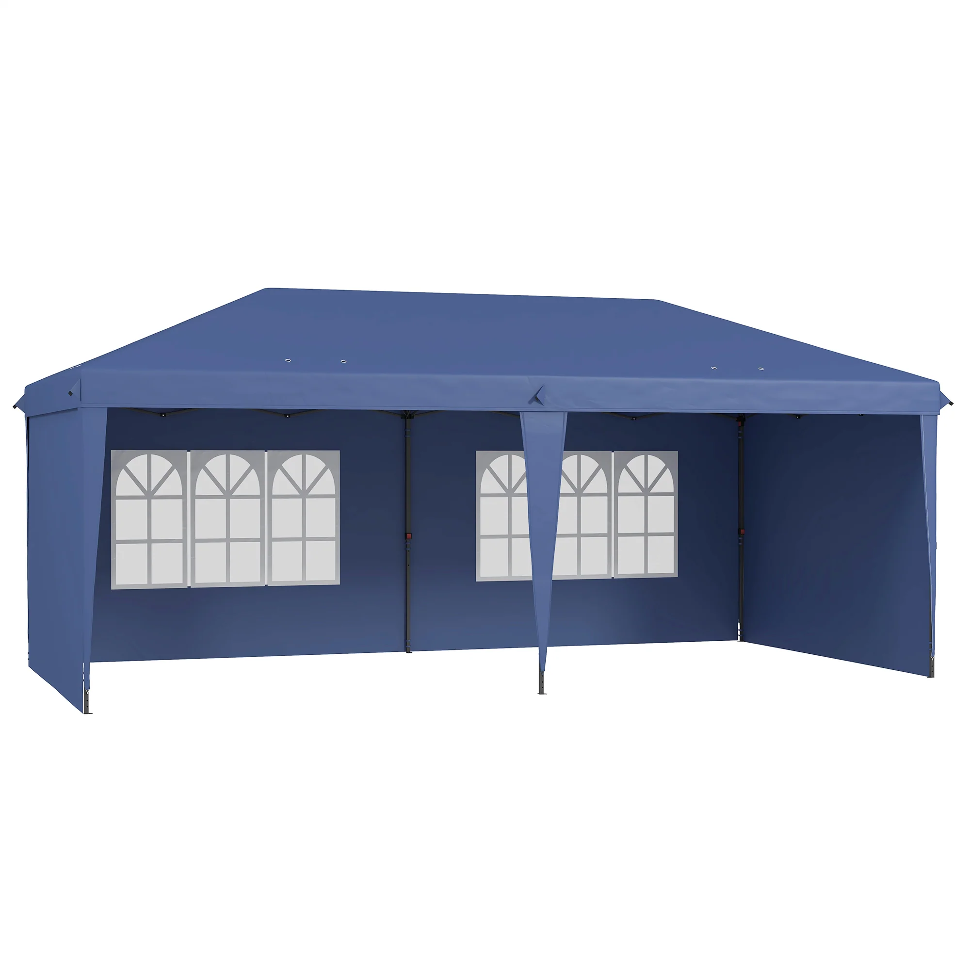 Outsunny Carpa Plegable 6x3 M Con 4 Laterales Desmontables 2 Ventanas Azul