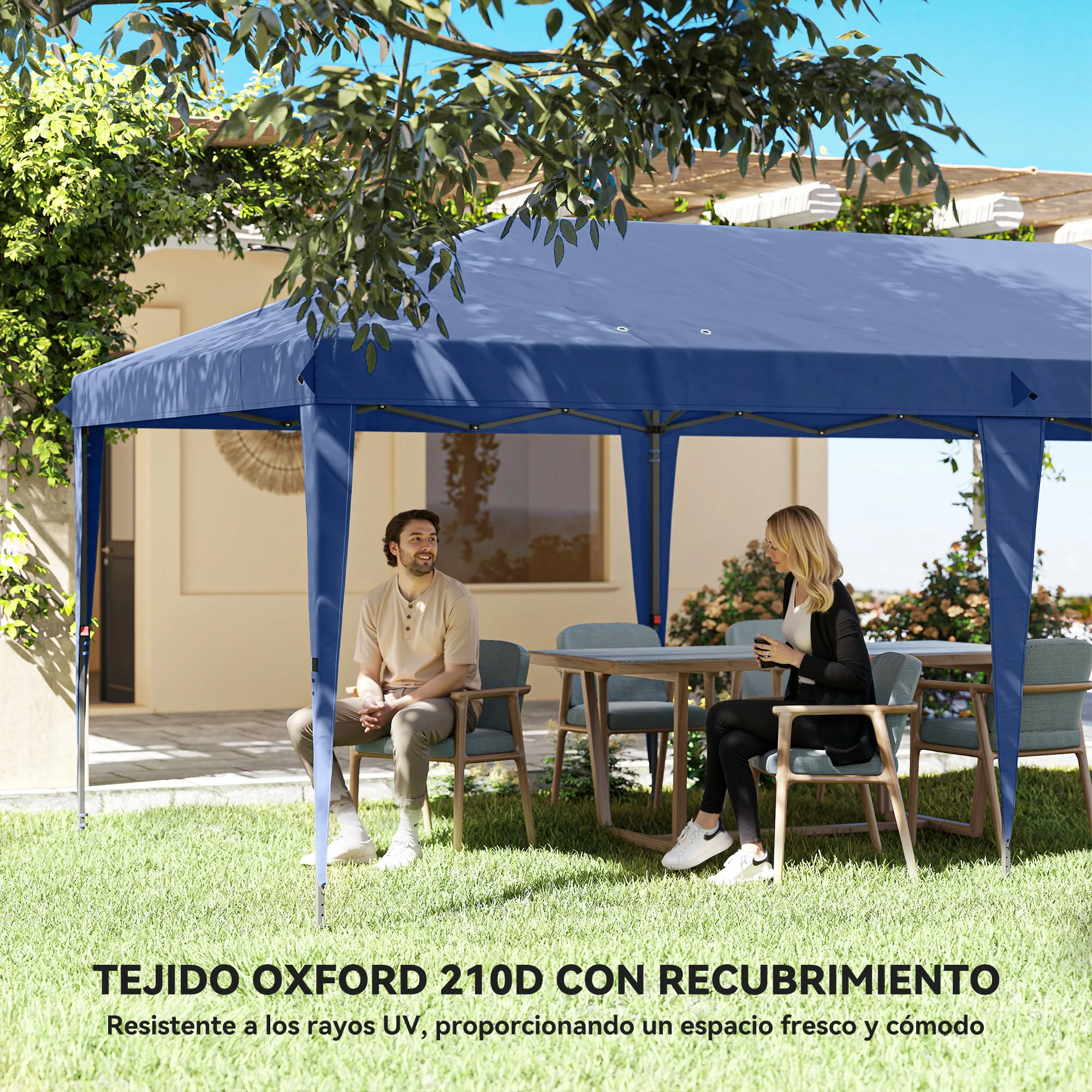 Outsunny Carpa Plegable 6x3 M Con 4 Laterales Desmontables 2 Ventanas Azul - Image 6