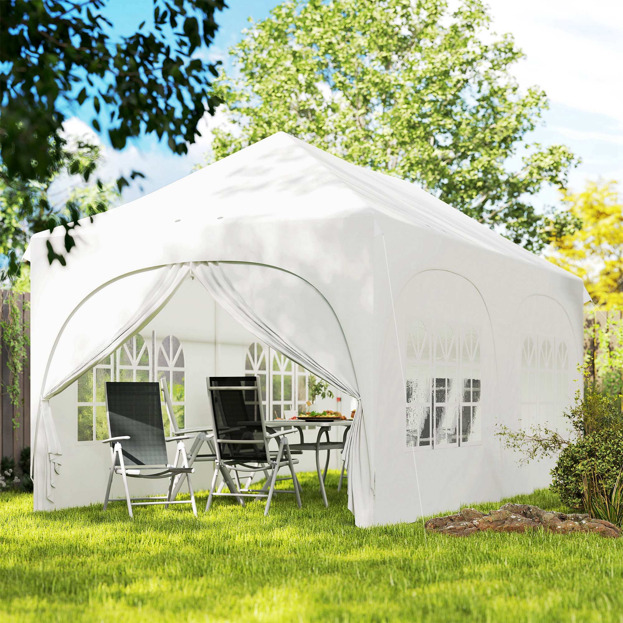 Outsunny Carpa Plegable 6x3 M Con Altura Ajustable 6 Laterales Extraíbles Gris - Image 2
