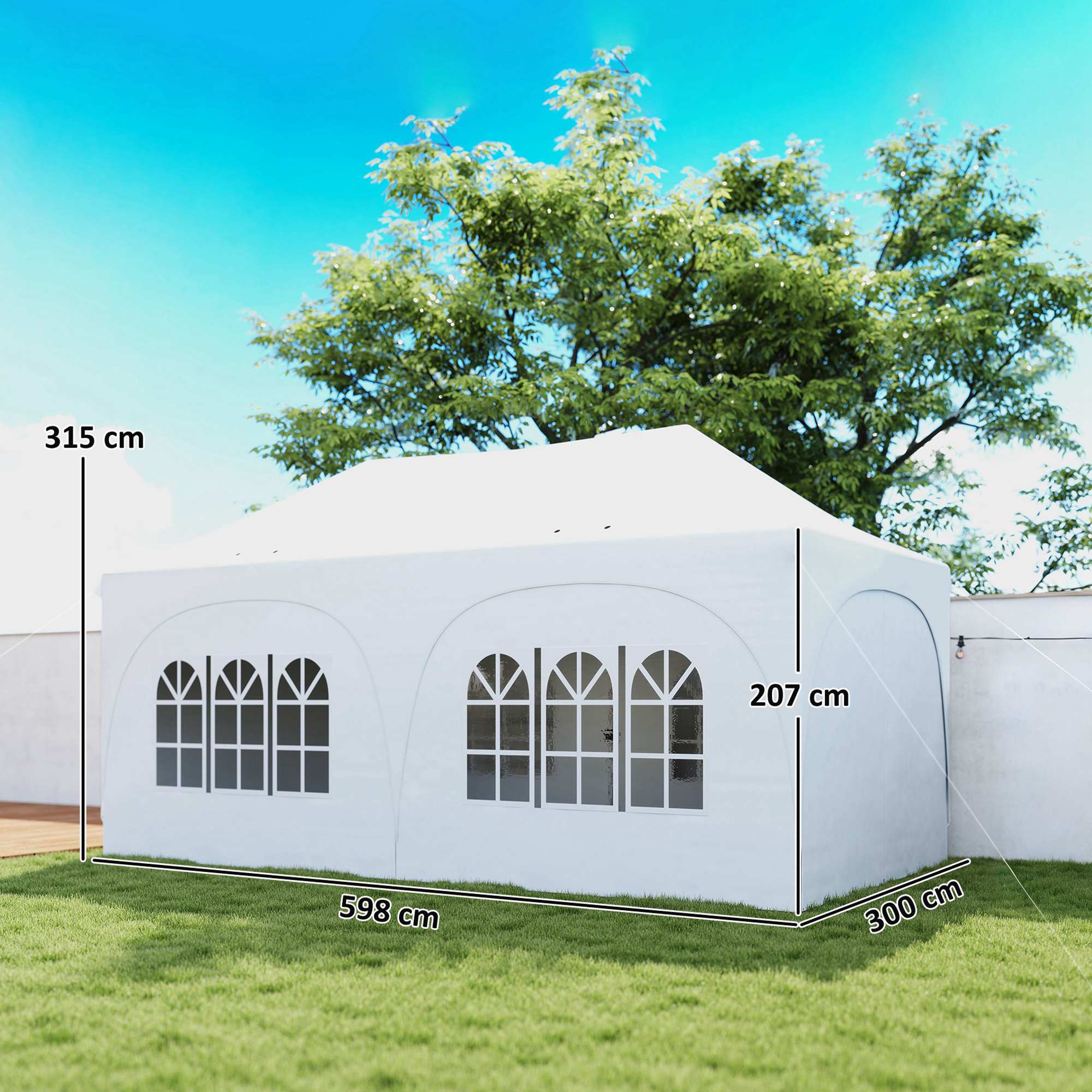 Outsunny Carpa Plegable 6x3 M Con Altura Ajustable 6 Laterales Extraíbles Gris - Image 3