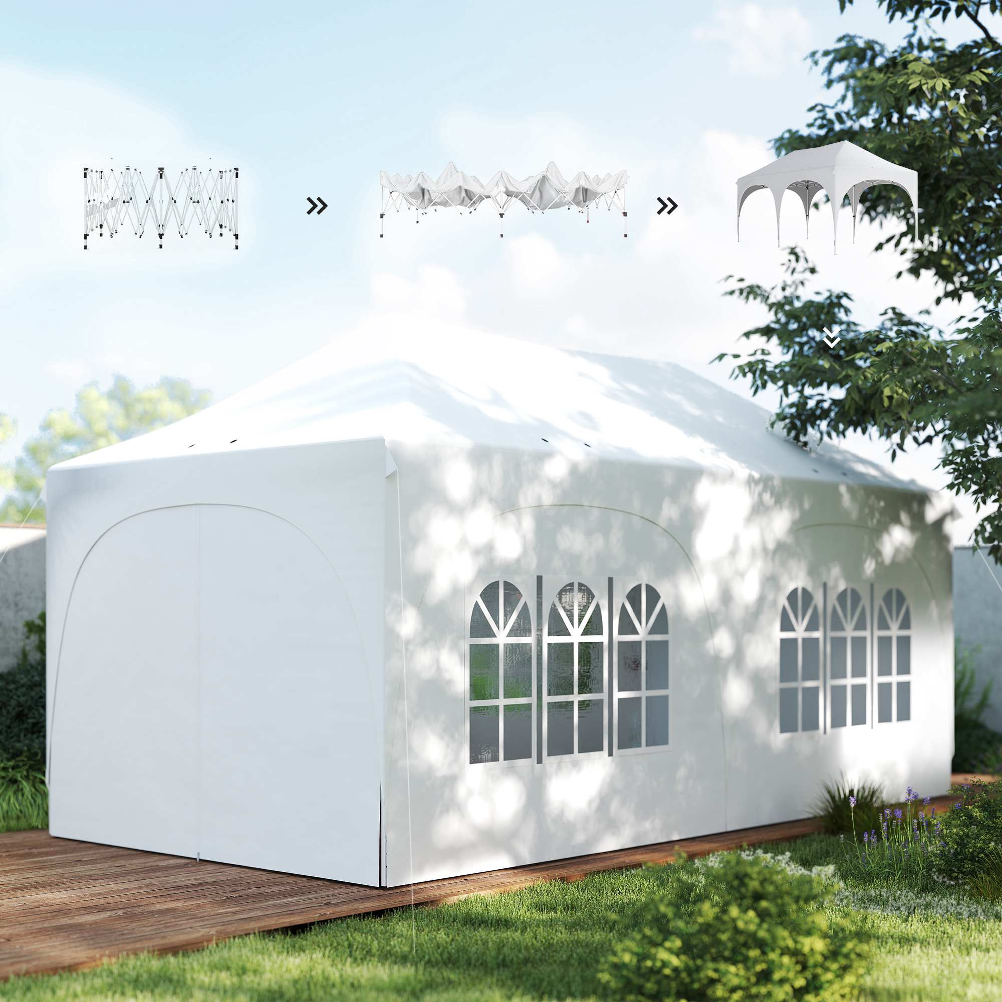 Outsunny Carpa Plegable 6x3 M Con Altura Ajustable 6 Laterales Extraíbles Gris - Image 4
