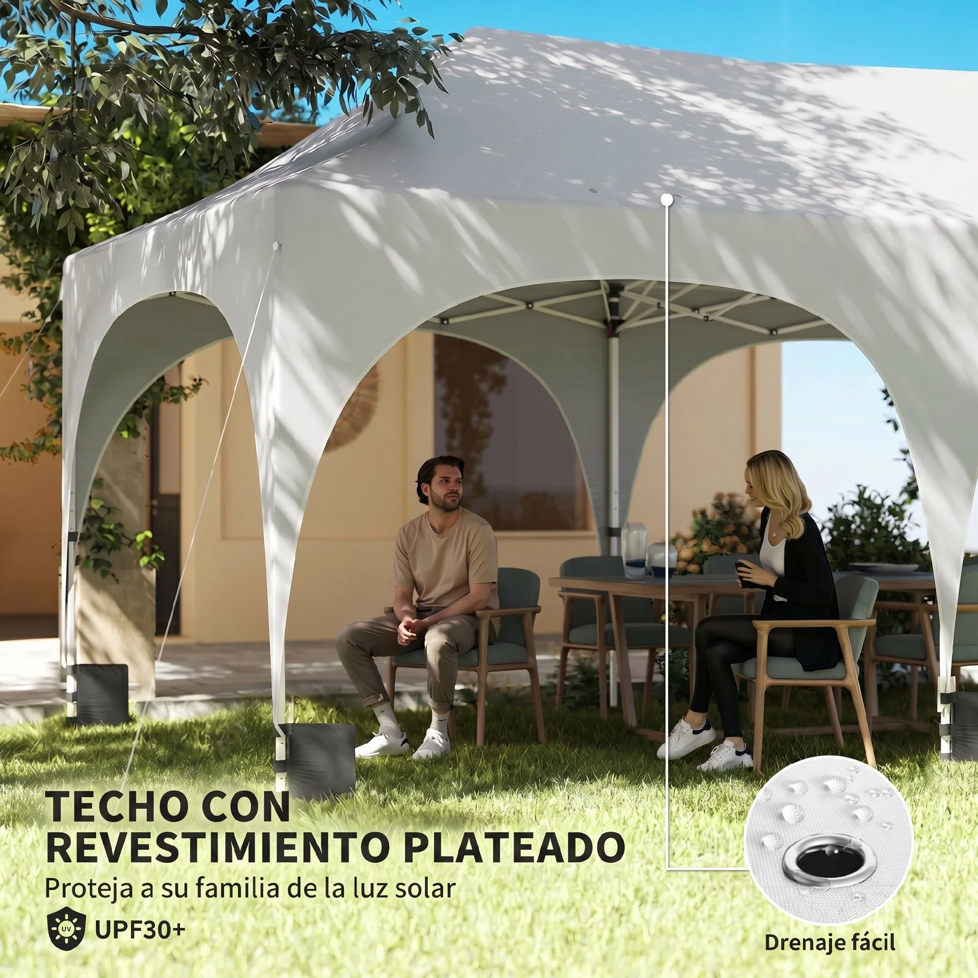 Outsunny Carpa Plegable 6x3 M Con Altura Ajustable 6 Laterales Extraíbles Gris - Image 6