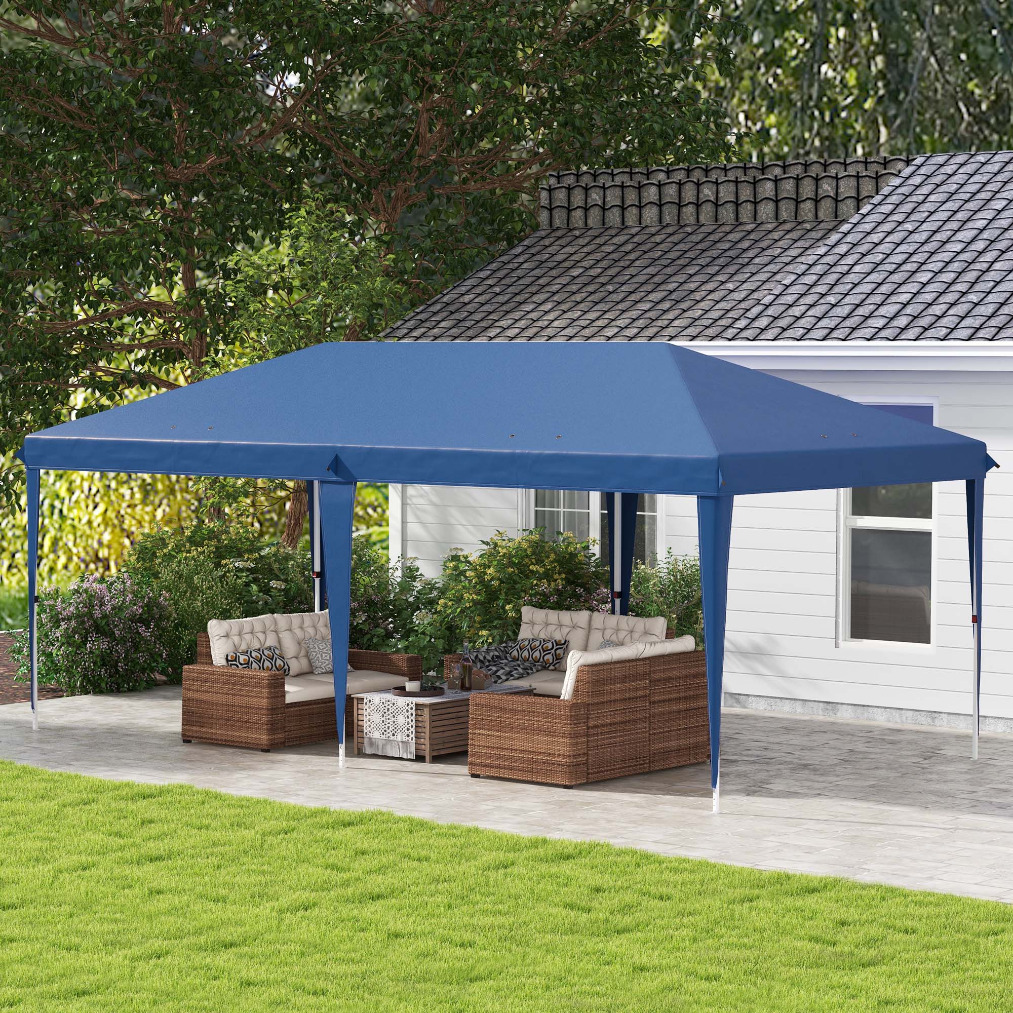Outsunny Carpa Plegable 6x3 M Con Altura Ajustable Anti-uv Azul - Image 2