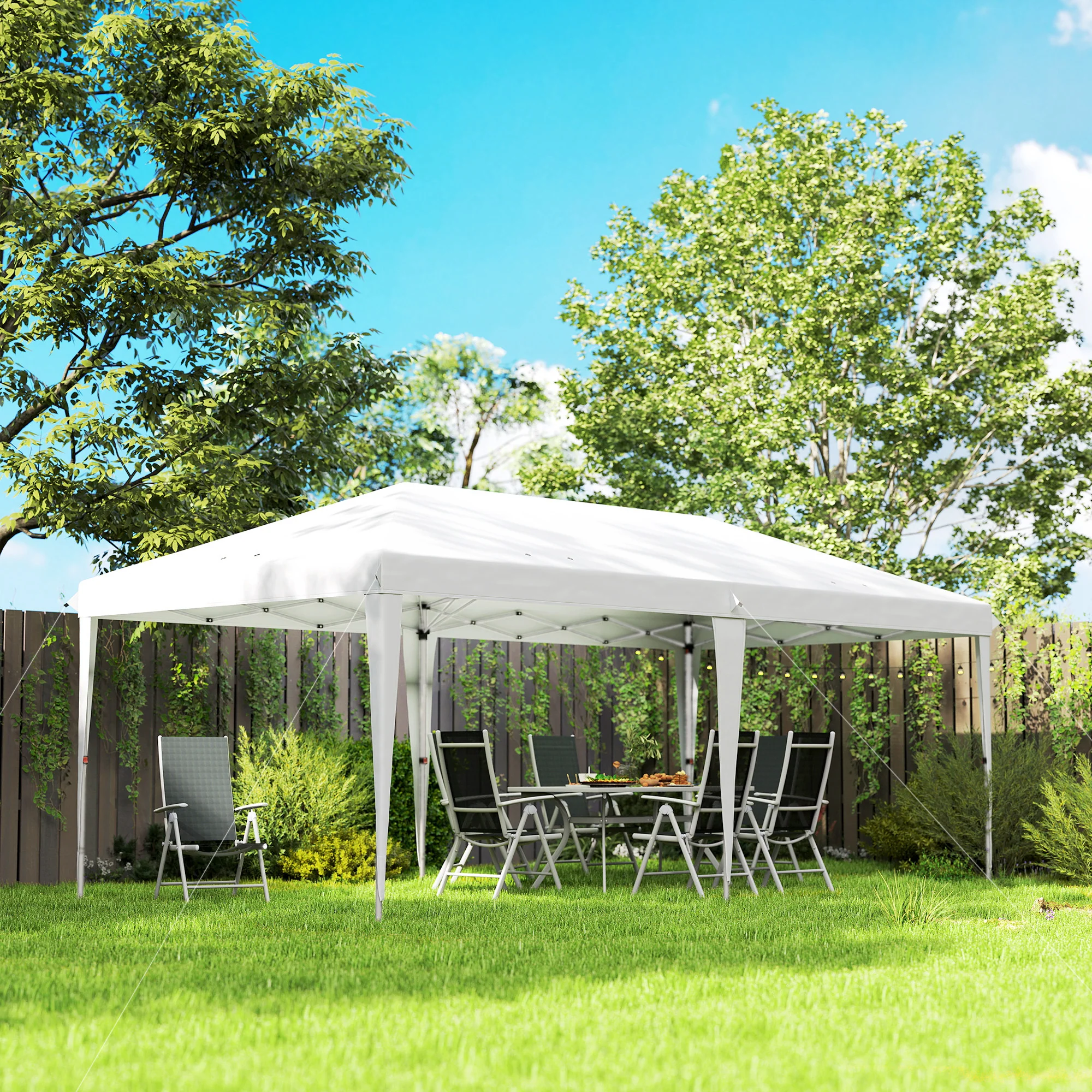 Outsunny Carpa Plegable 6x3 M Con Altura Ajustable Anti-uv Blanco - Image 2