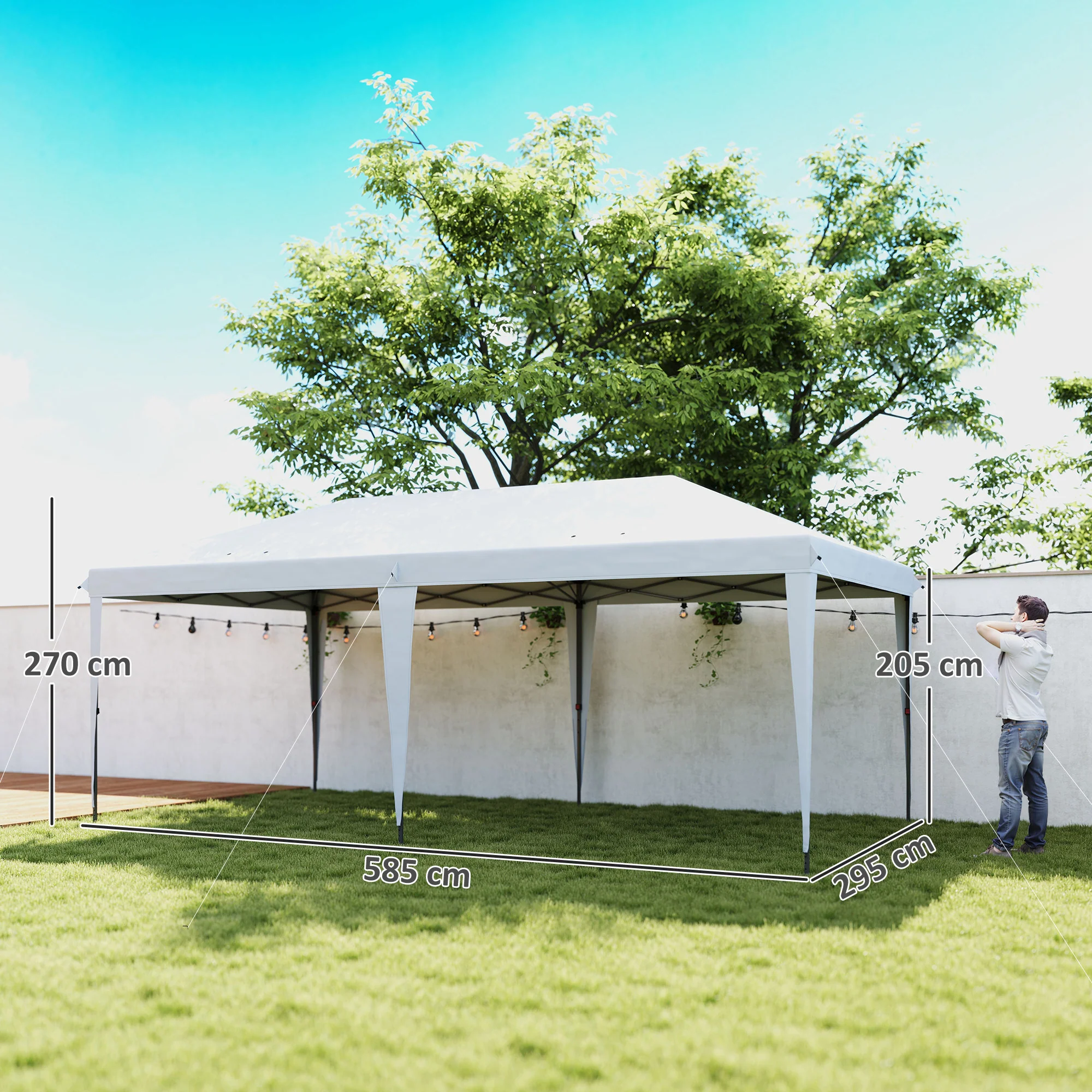 Outsunny Carpa Plegable 6x3 M Con Altura Ajustable Anti-uv Blanco - Image 3